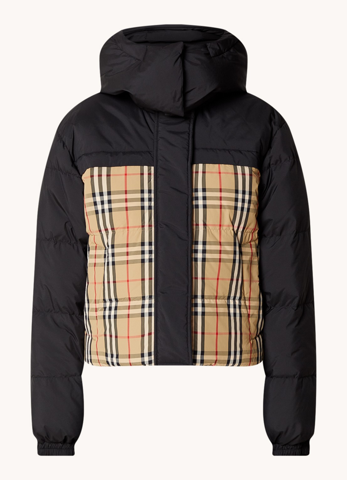 Burberry Lydden reversible puffer jack met donsvulling en capuchon - voorkant 4 zwart