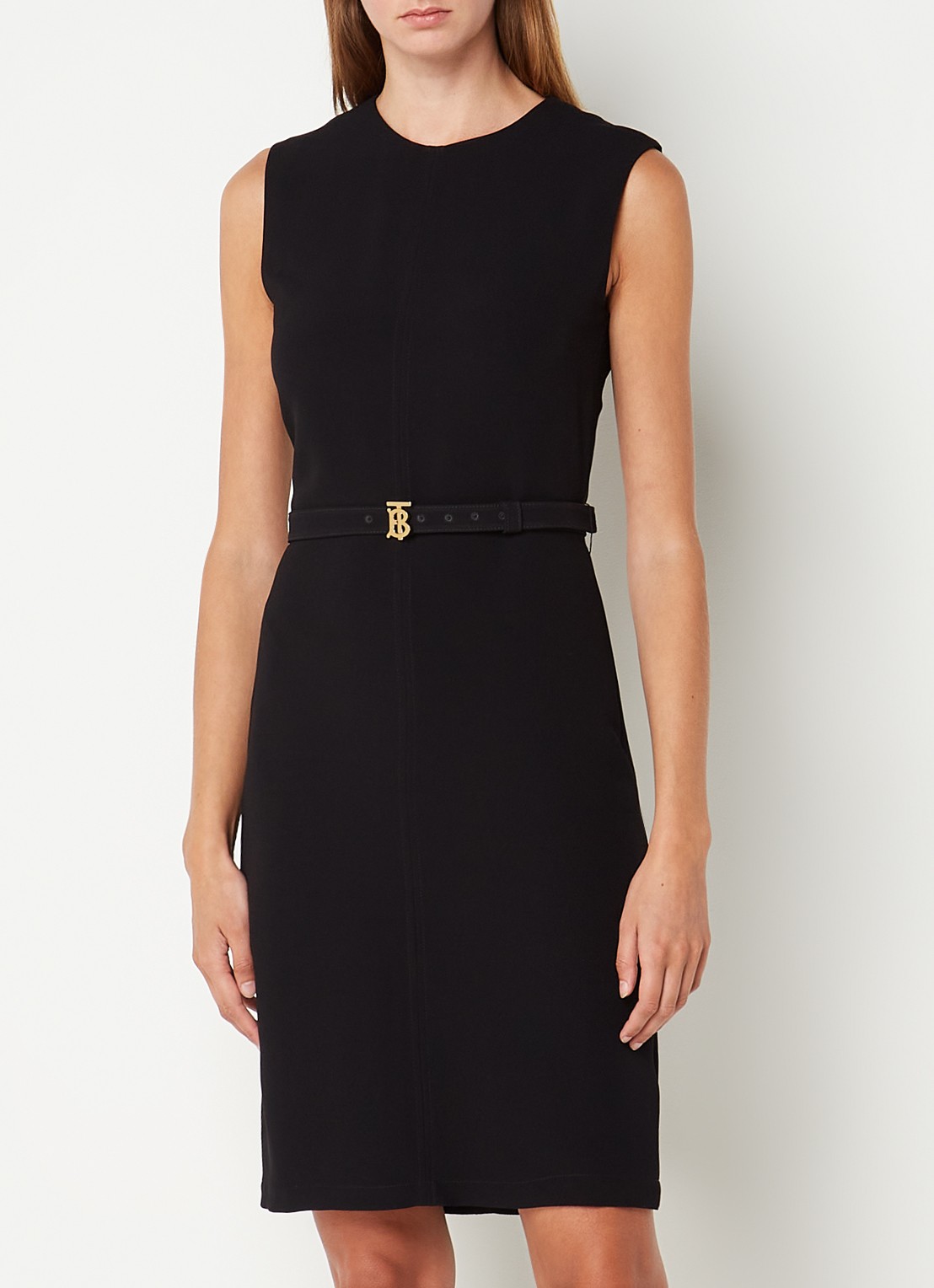 Burberry Macy mini kokerjurk met ceintuur - detail zwart
