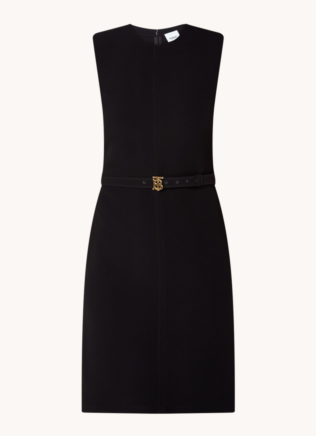 Burberry Macy mini kokerjurk met ceintuur - voorkant 3 zwart
