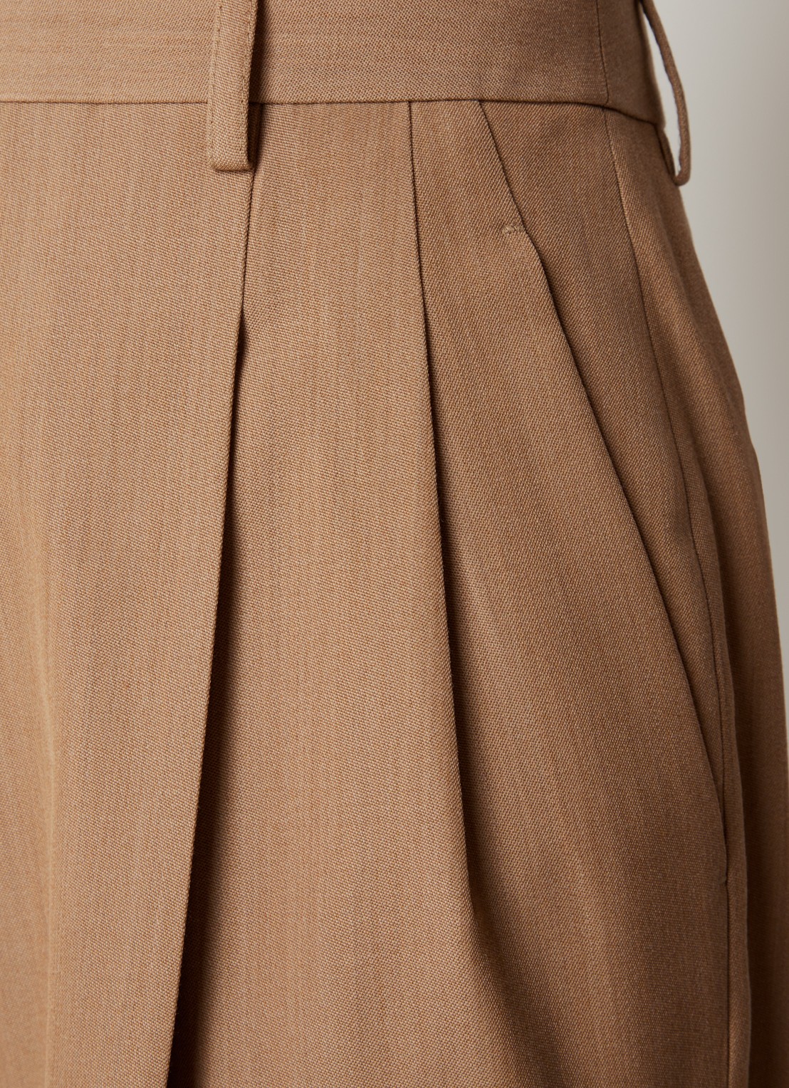Burberry Madge high waist wide fit pantalon van scheerwol  - detail 3 camel