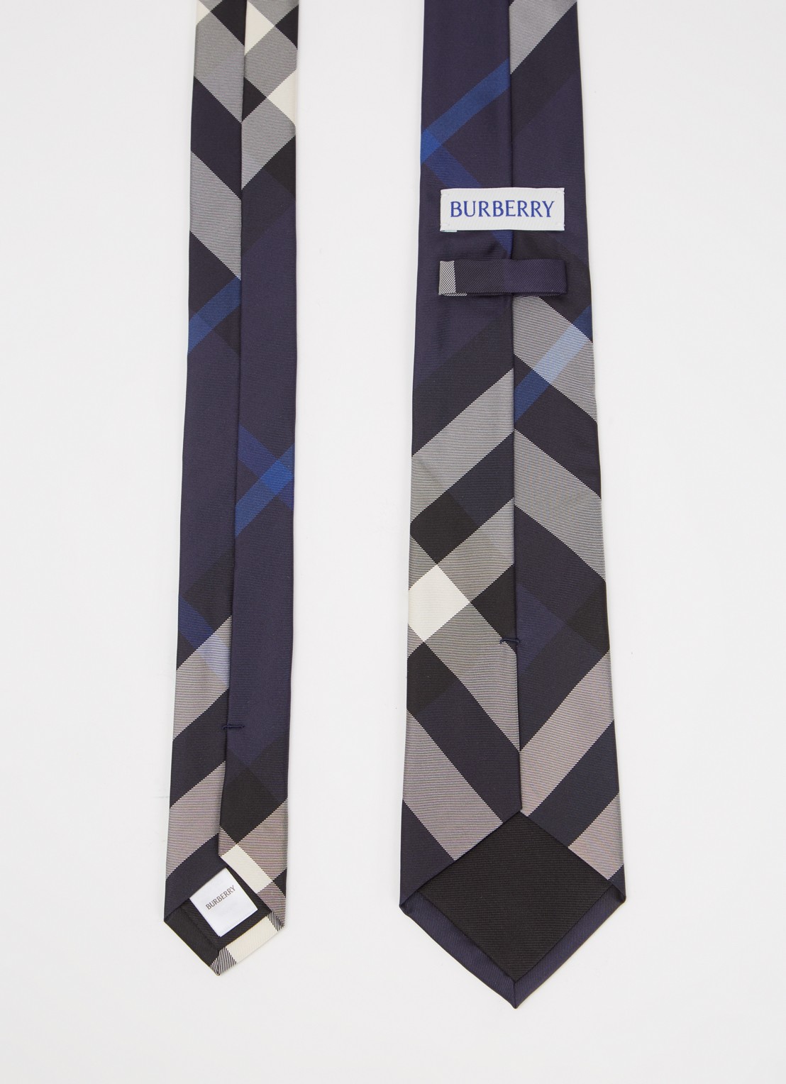 Burberry Manston stropdas van zijde - detail donkerblauw