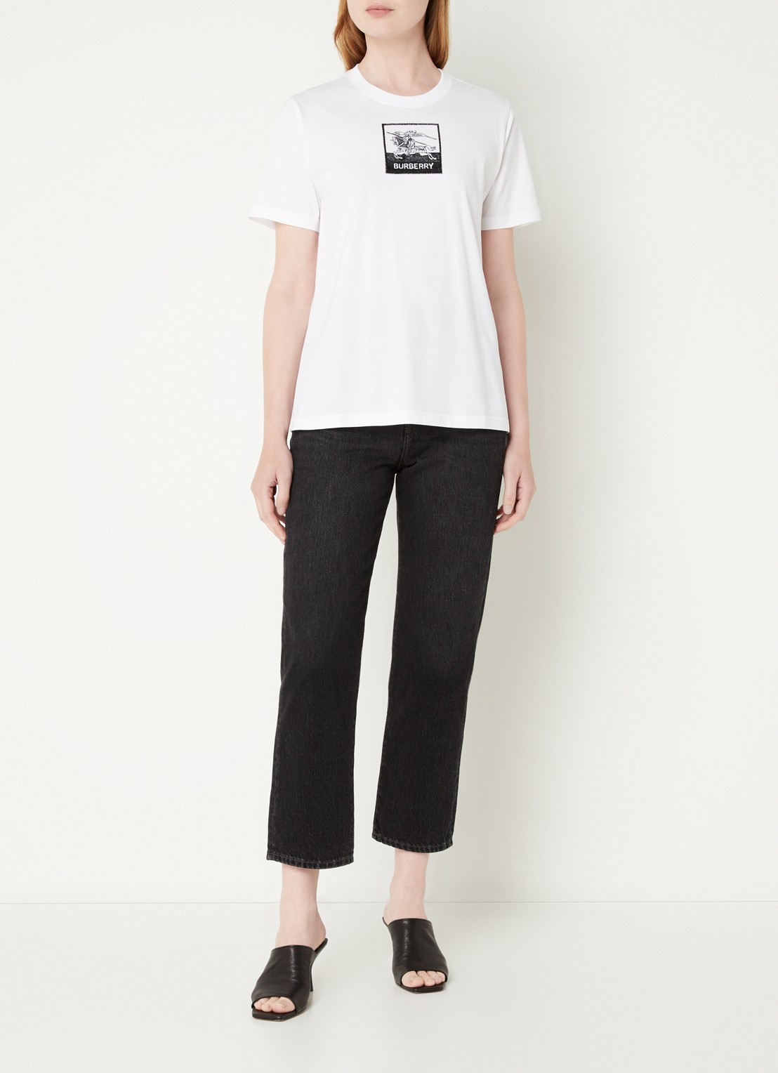 Burberry Margot T-shirt met logoborduring  - voorkant 5 wit