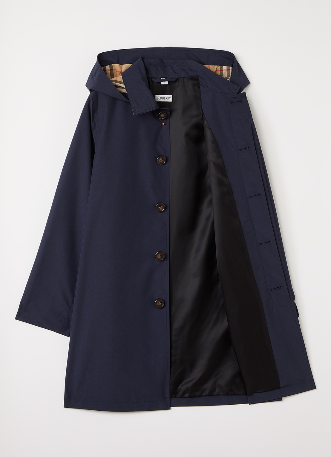 Burberry Martin trenchcoat met capuchon - voorkant 2 donkerblauw