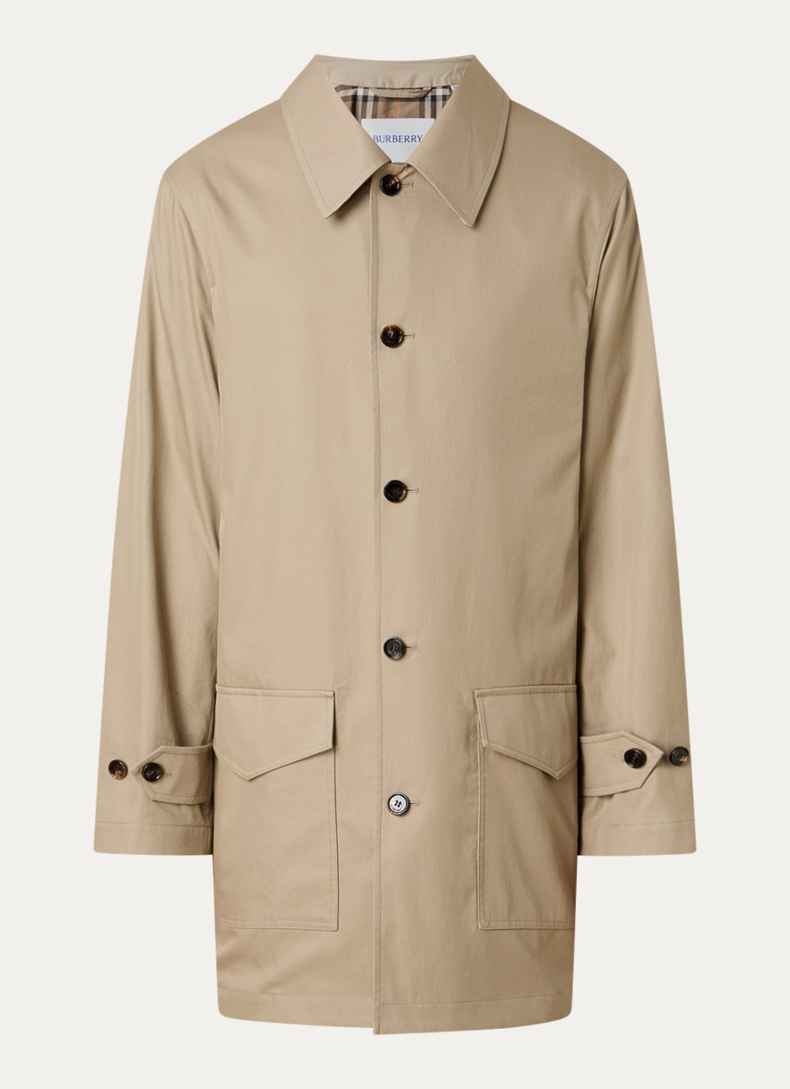 Burberry Meadowbank mantel met klepzakken - voorkant 5 beige