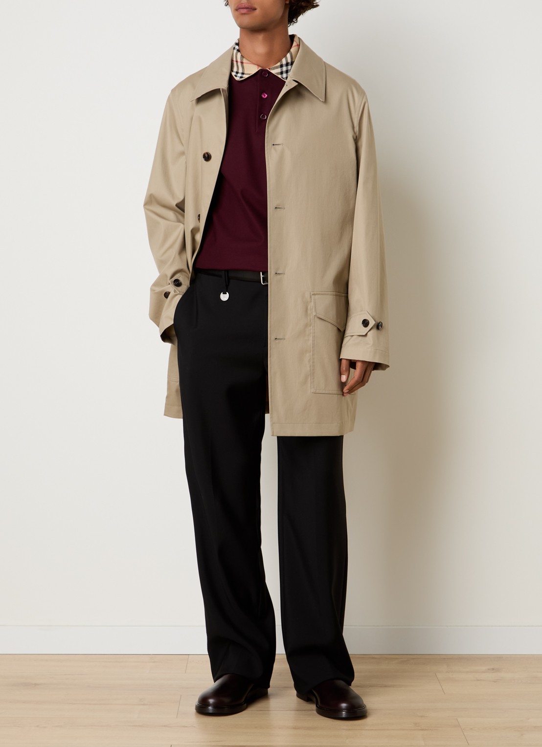 Burberry Meadowbank mantel met klepzakken - voorkant 6 beige