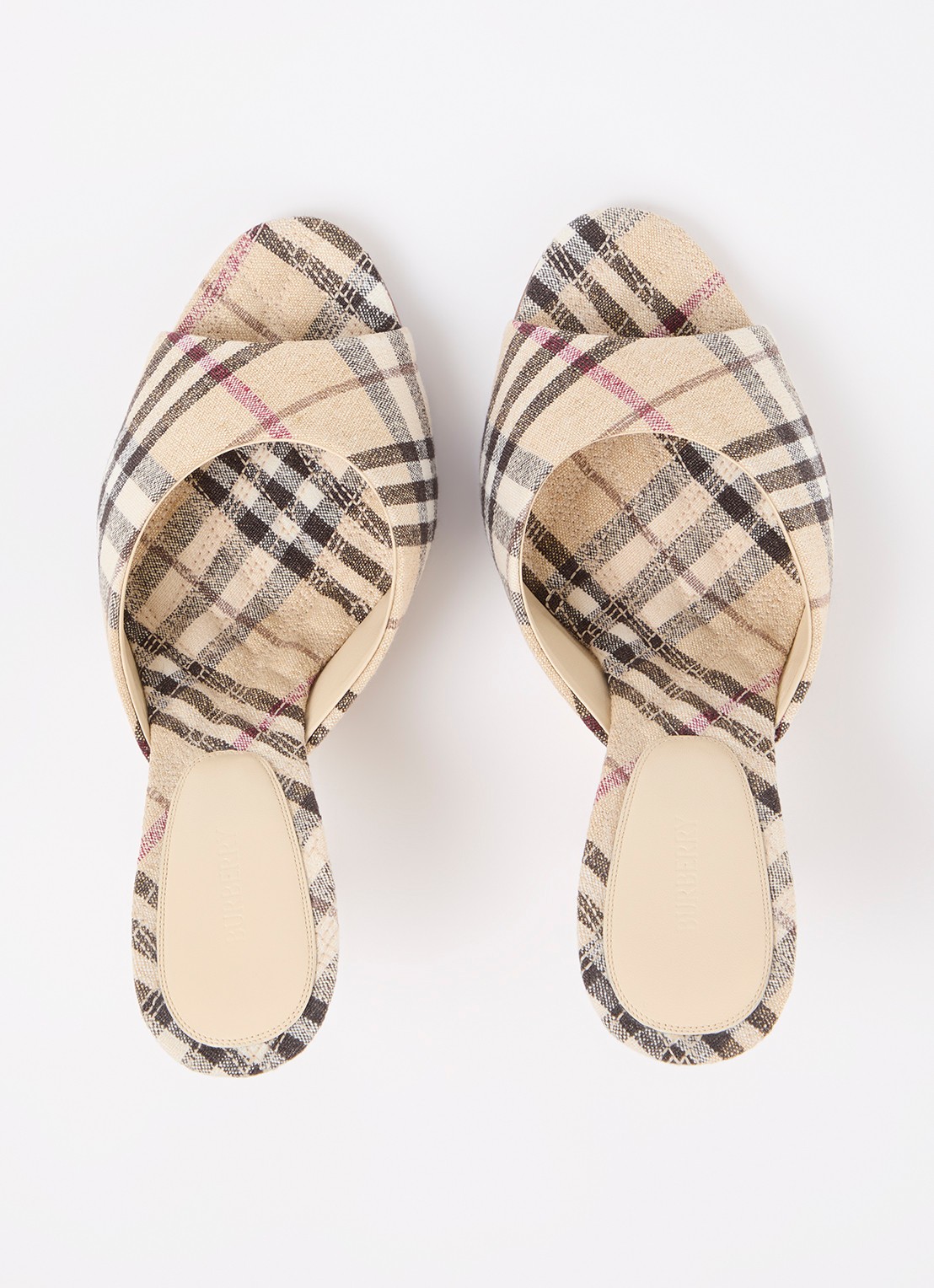 Burberry Mews muiltje in linnenblend met ruitdessin - detail 2 beige
