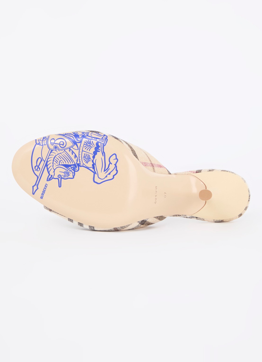 Burberry Mews muiltje in linnenblend met ruitdessin - detail 3 beige