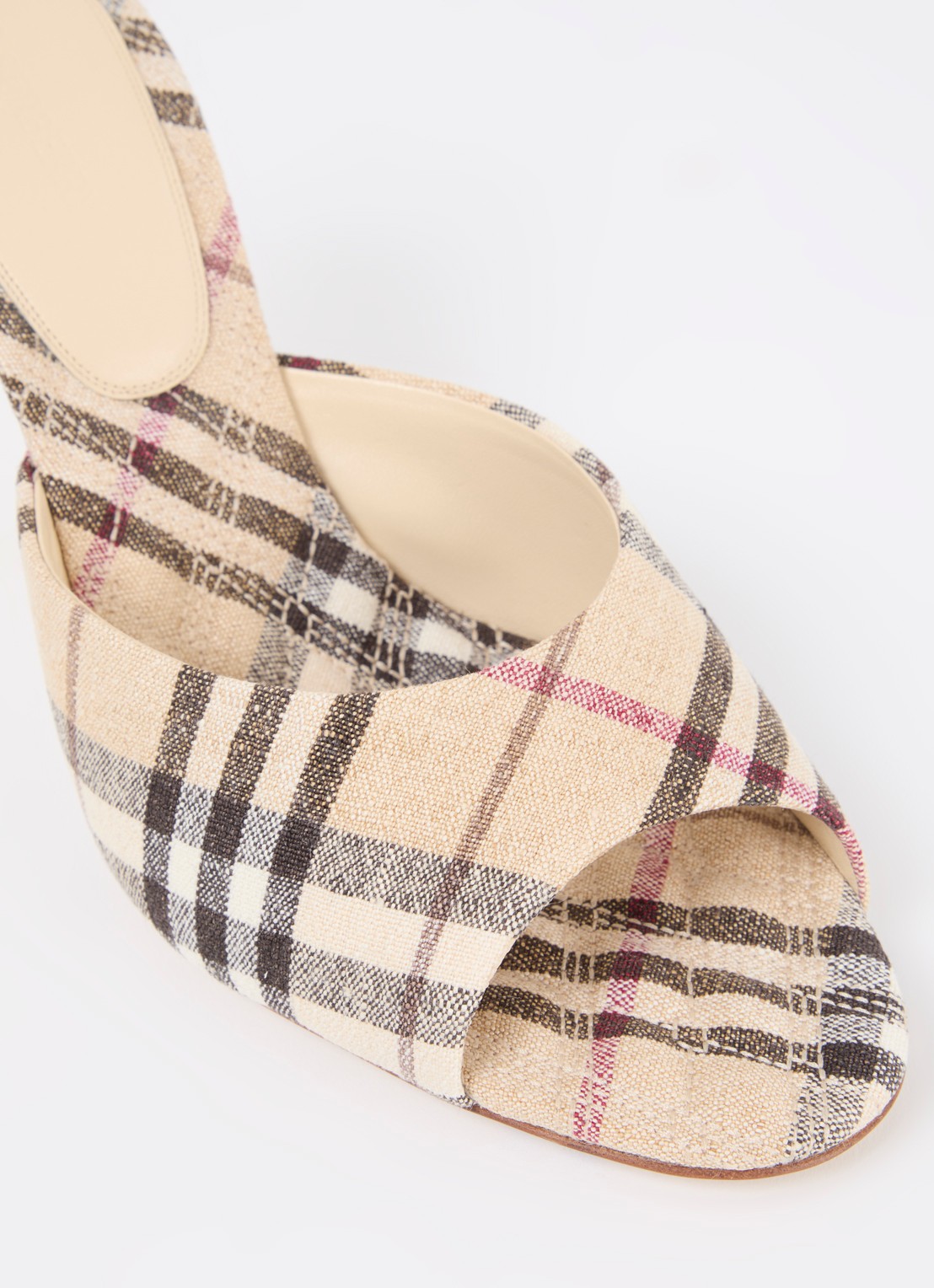 Burberry Mews muiltje in linnenblend met ruitdessin - detail 4 beige