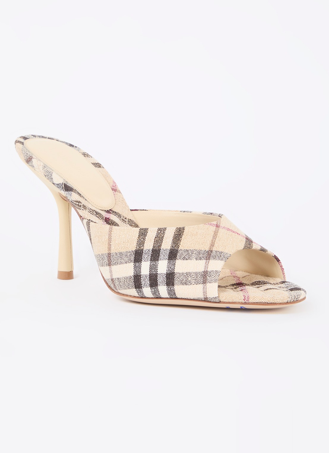 Burberry Mews muiltje in linnenblend met ruitdessin - voorkant 5 beige