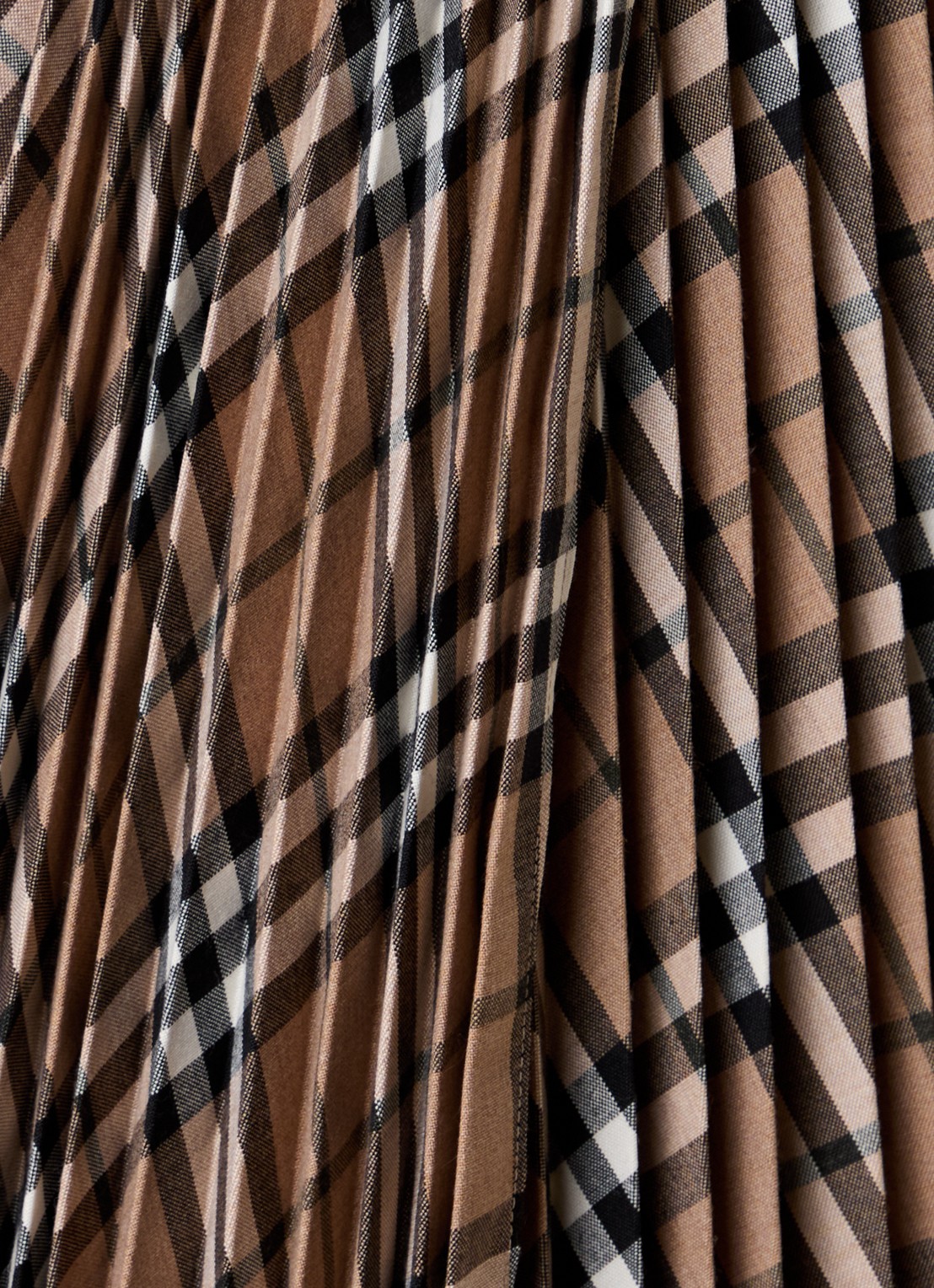 Burberry Midi rok in wolblend met plissé en ruitdessin - detail 5 beige
