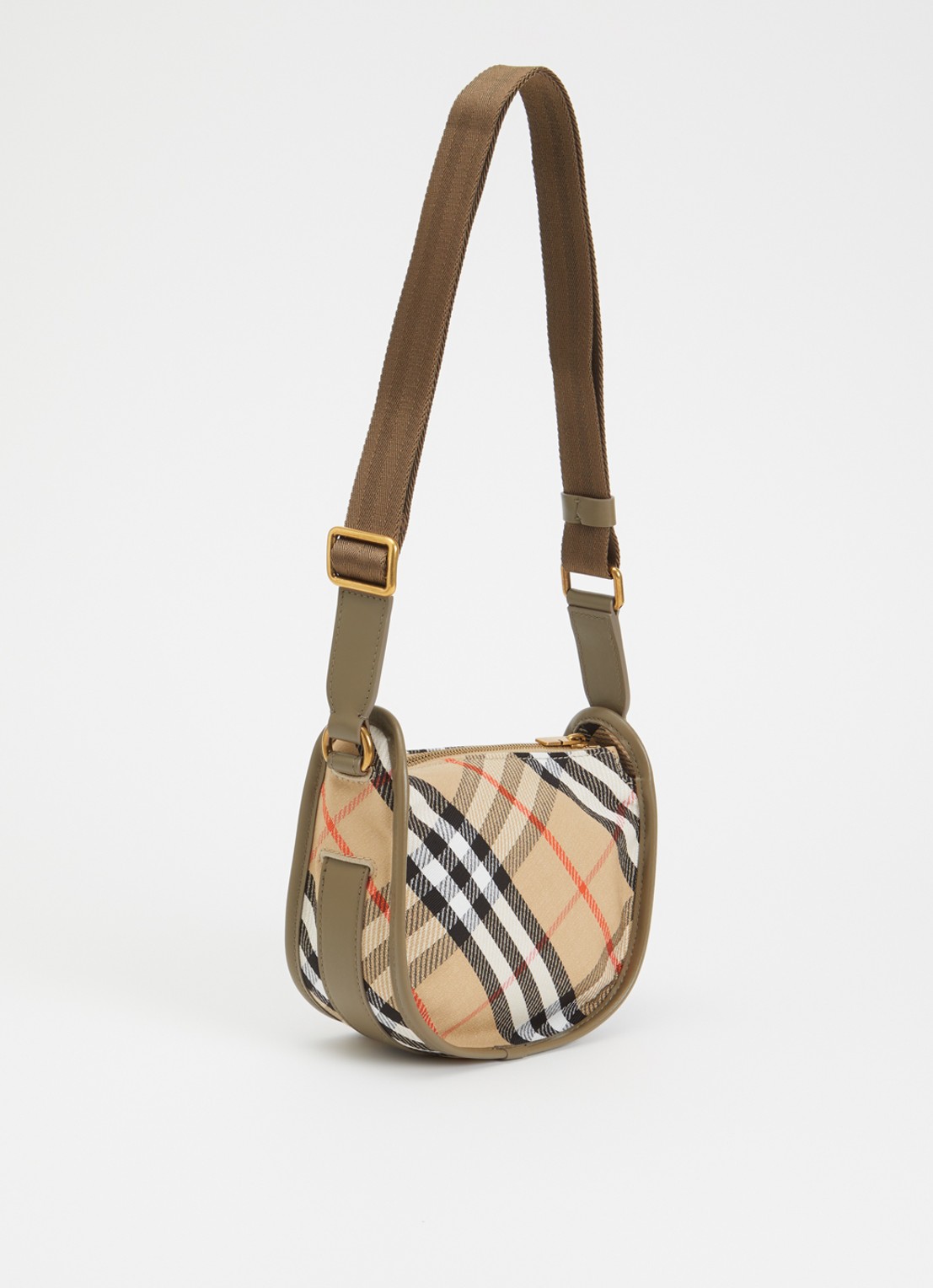 Burberry Mini B Clip crossbodytas met kalfsleren details - achterkant zand