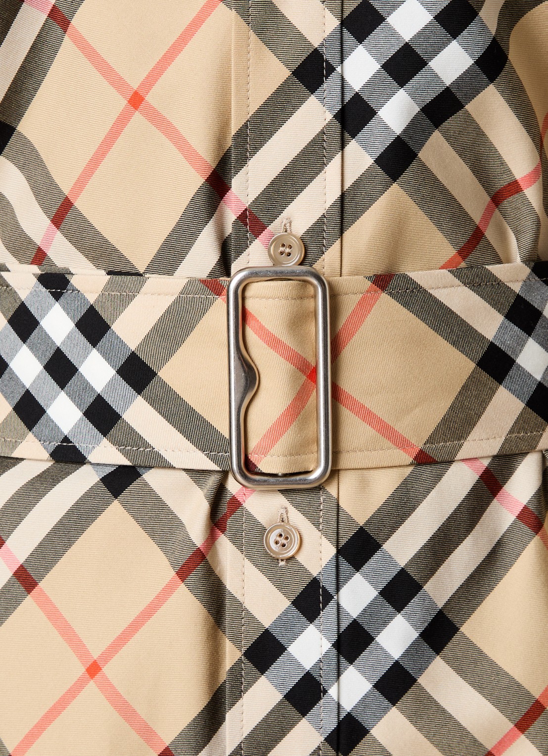 Burberry Mini blousejurk met ruitdessin en strikceintuur - detail 2 camel