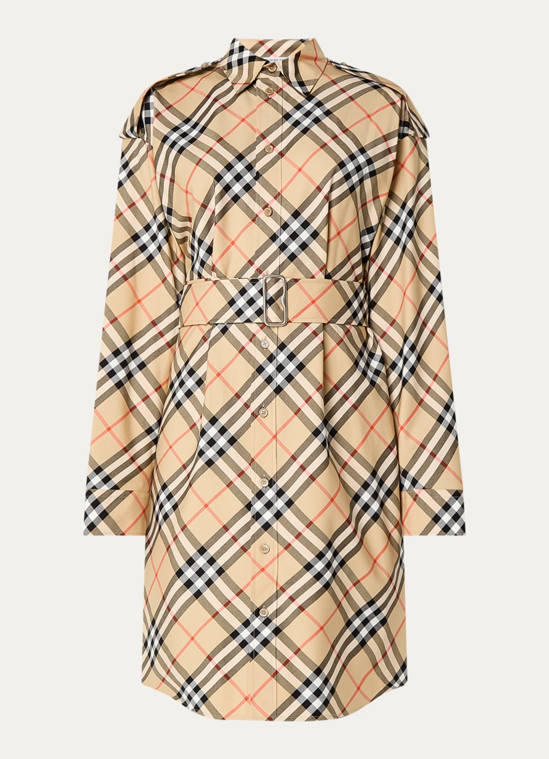 Burberry Mini blousejurk met ruitdessin en strikceintuur - voorkant 3 camel