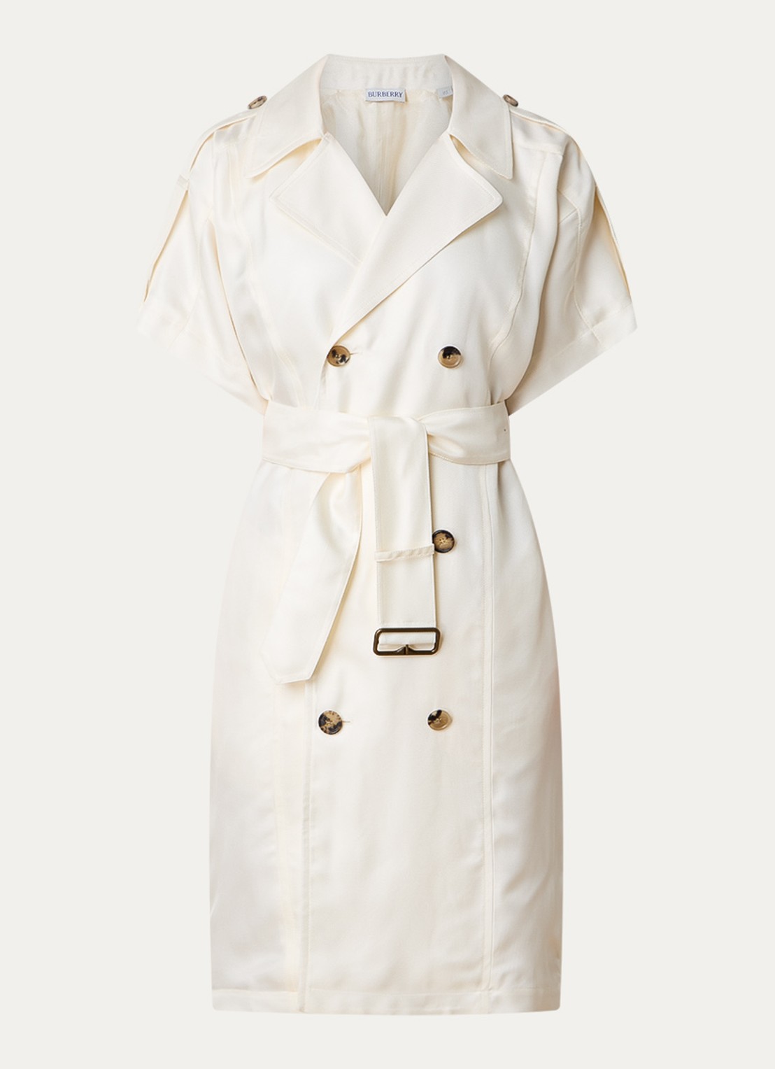 Burberry Mini blousejurk met strikceintuur - voorkant 4 creme