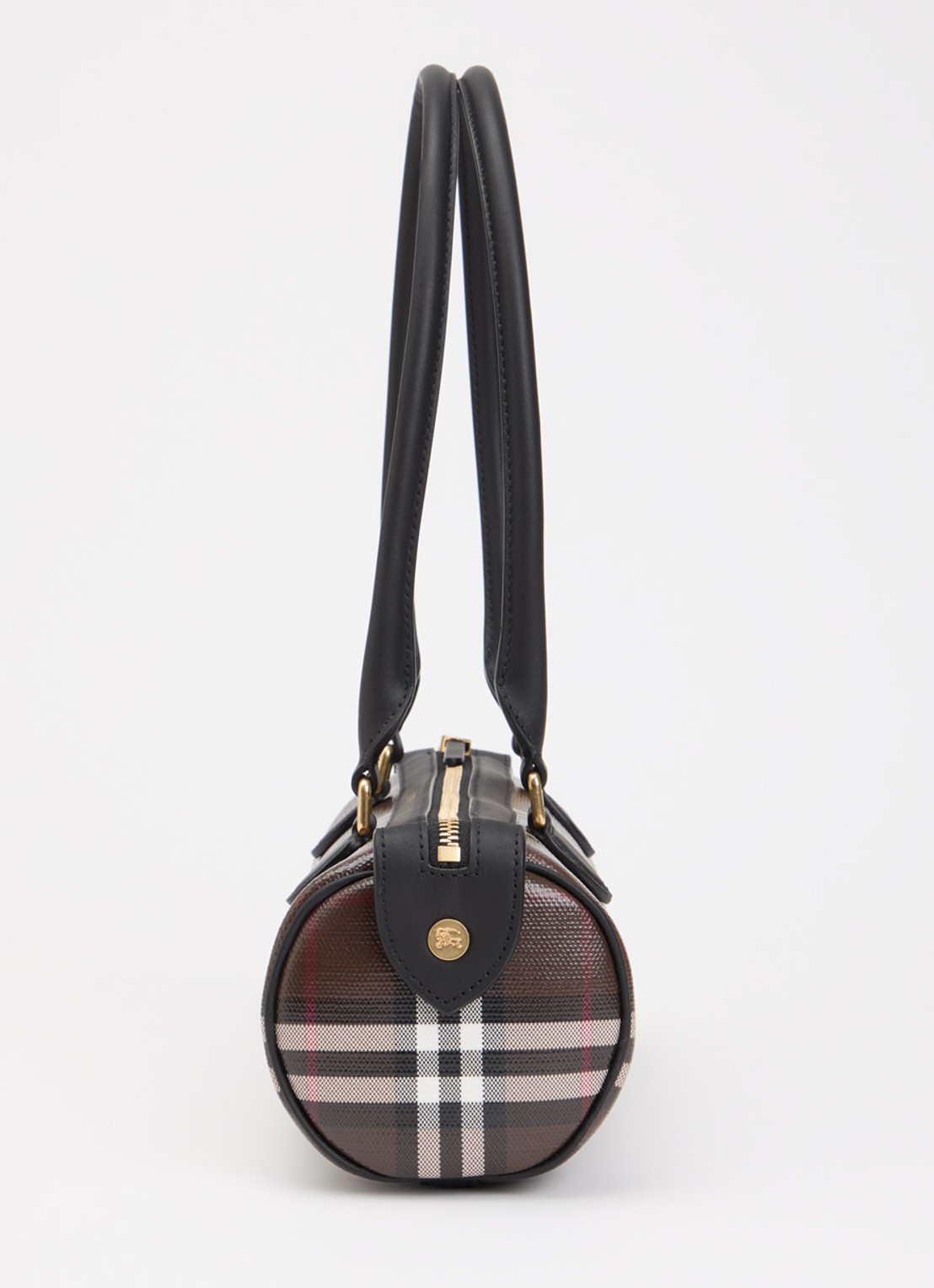 Burberry Mini Check Barrel schoudertas met ruitdessin en kalfsleren details - detail 4 bruin