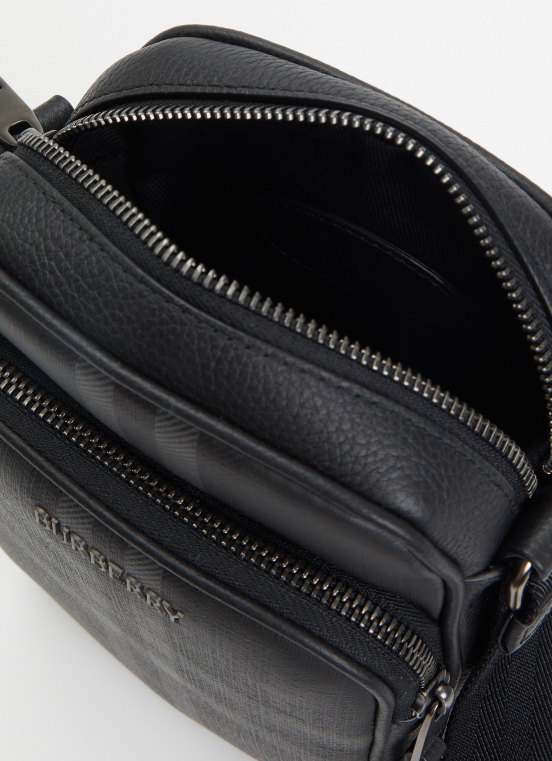 Burberry Mini City crossbodytas met kalfsleren details - detail antraciet