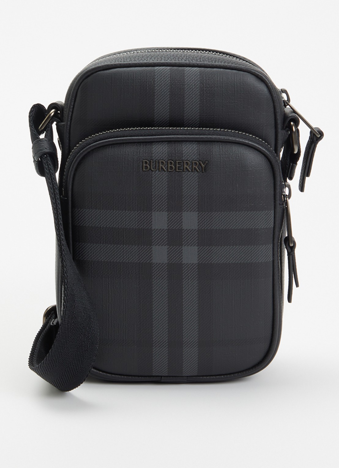 Burberry Mini City crossbodytas met kalfsleren details - voorkant 5 antraciet