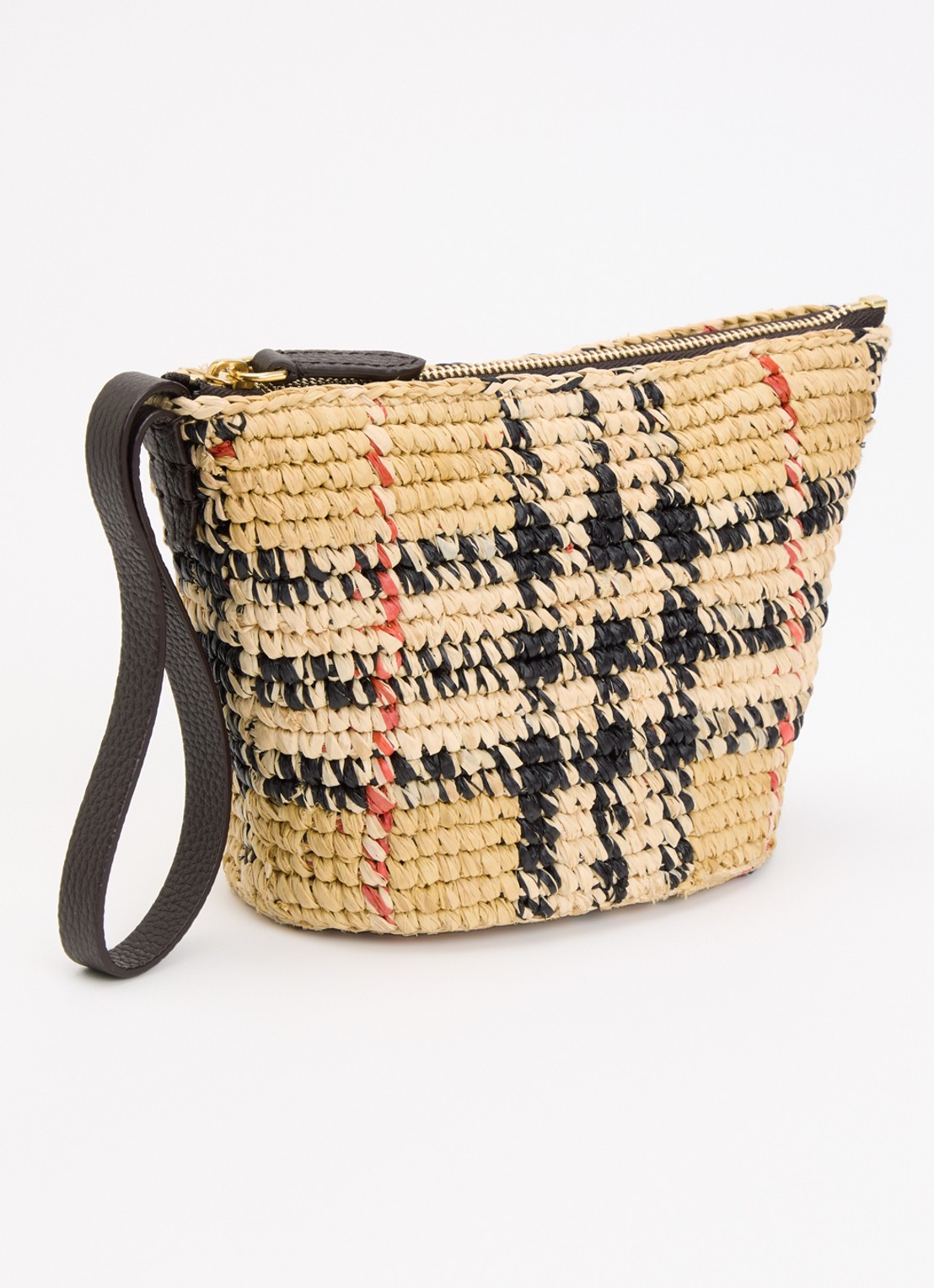 Burberry Mini handtas van raffia - achterkant zand