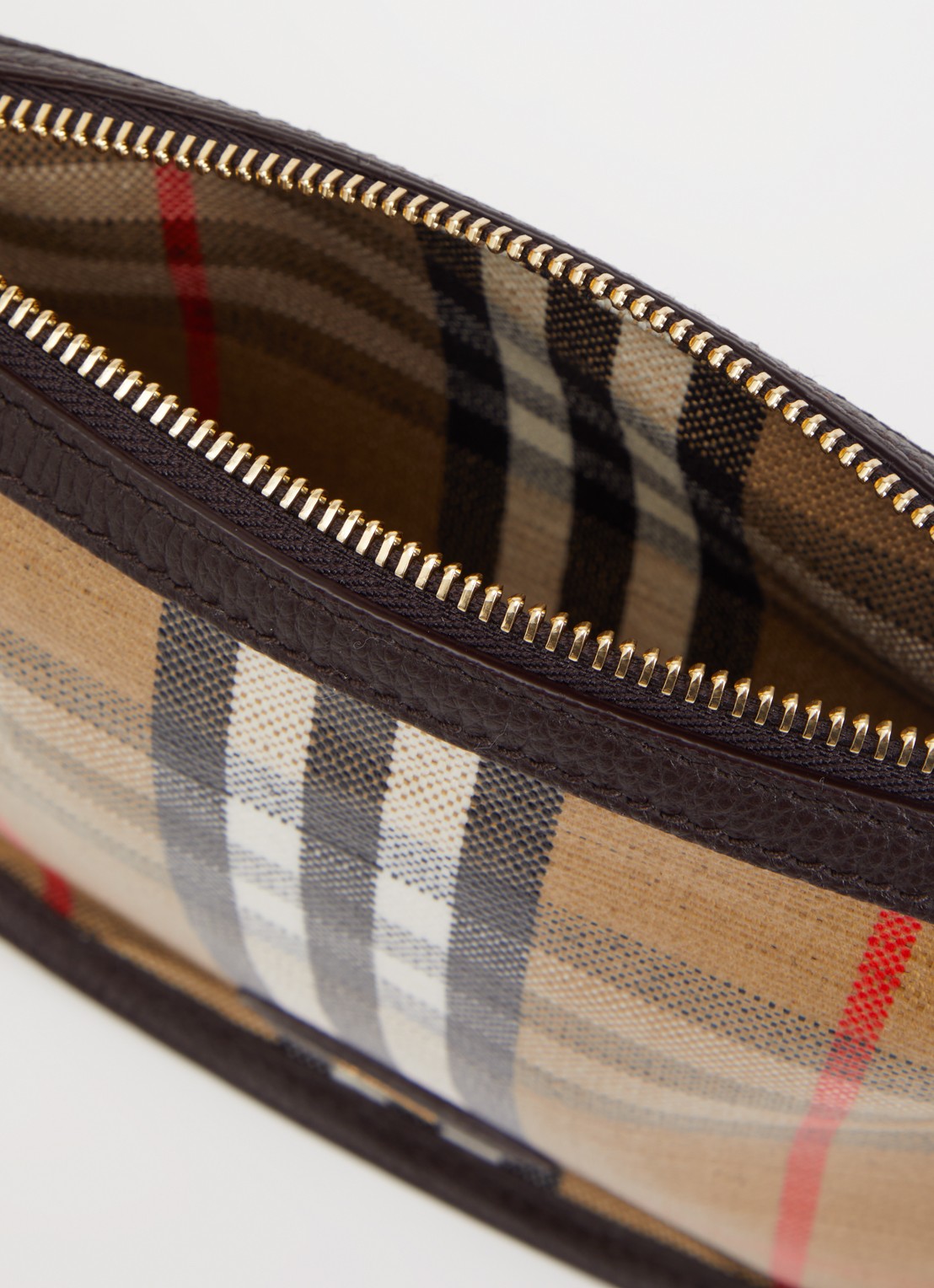 Burberry Mini Highlands schoudertas met ruitdessin en details van kalfsleer - detail 4 zand