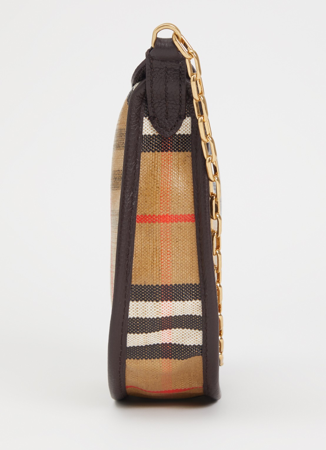 Burberry Mini Highlands schoudertas met ruitdessin en details van kalfsleer - detail 5 zand