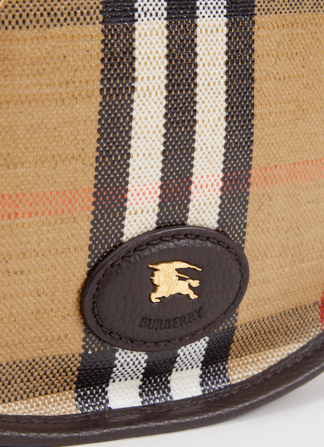 Burberry Mini Highlands schoudertas met ruitdessin en details van kalfsleer - detail 7 zand