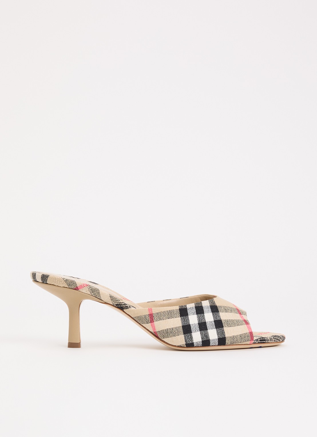 Burberry Muiltje met ruit dessin - voorkant 2 zand