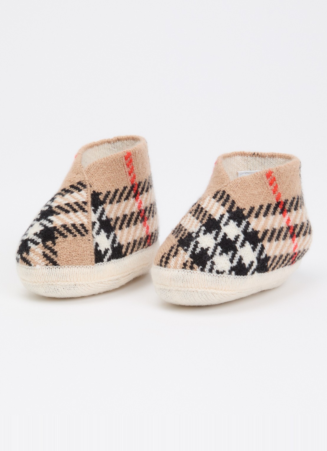 Burberry N1 Quinton babyslofje in kasjmierblend  - voorkant 2 zand
