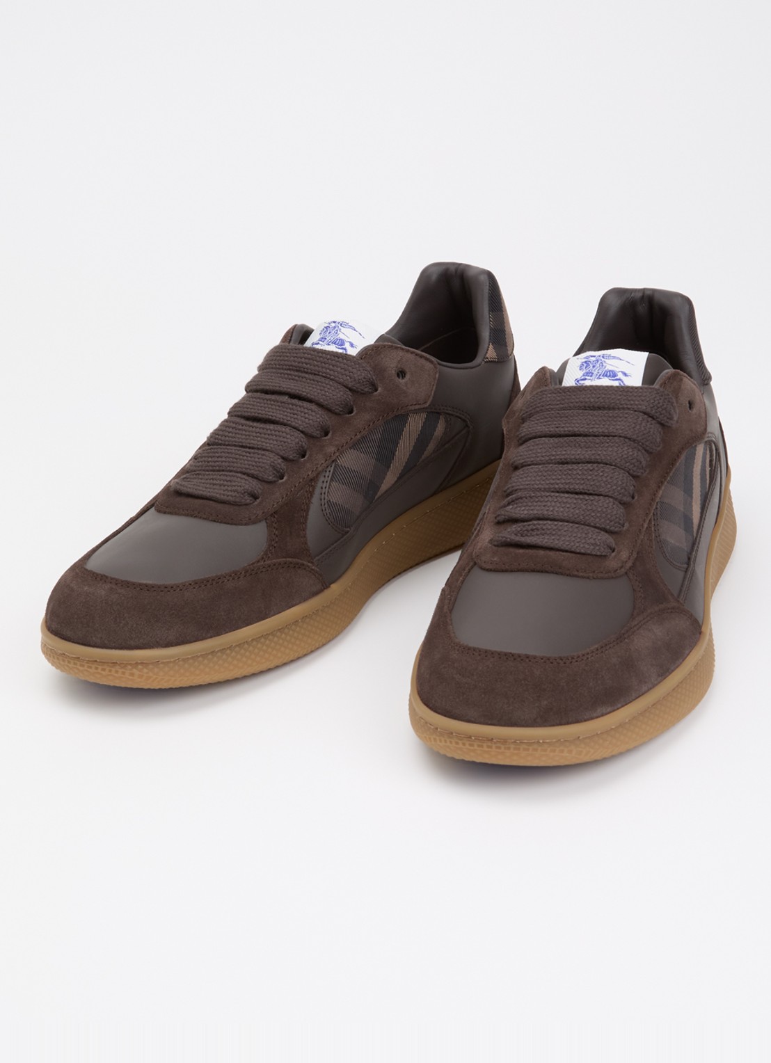 Burberry New Terrace sneaker van kalfsleer met details van kalfssuède - detail 3 donkerbruin