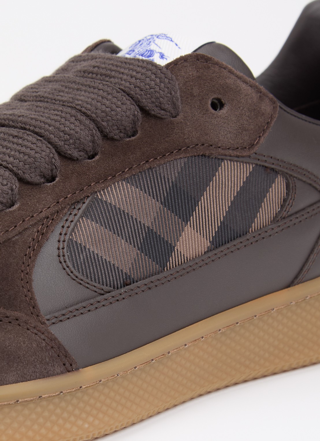 Burberry New Terrace sneaker van kalfsleer met details van kalfssuède - detail 6 donkerbruin