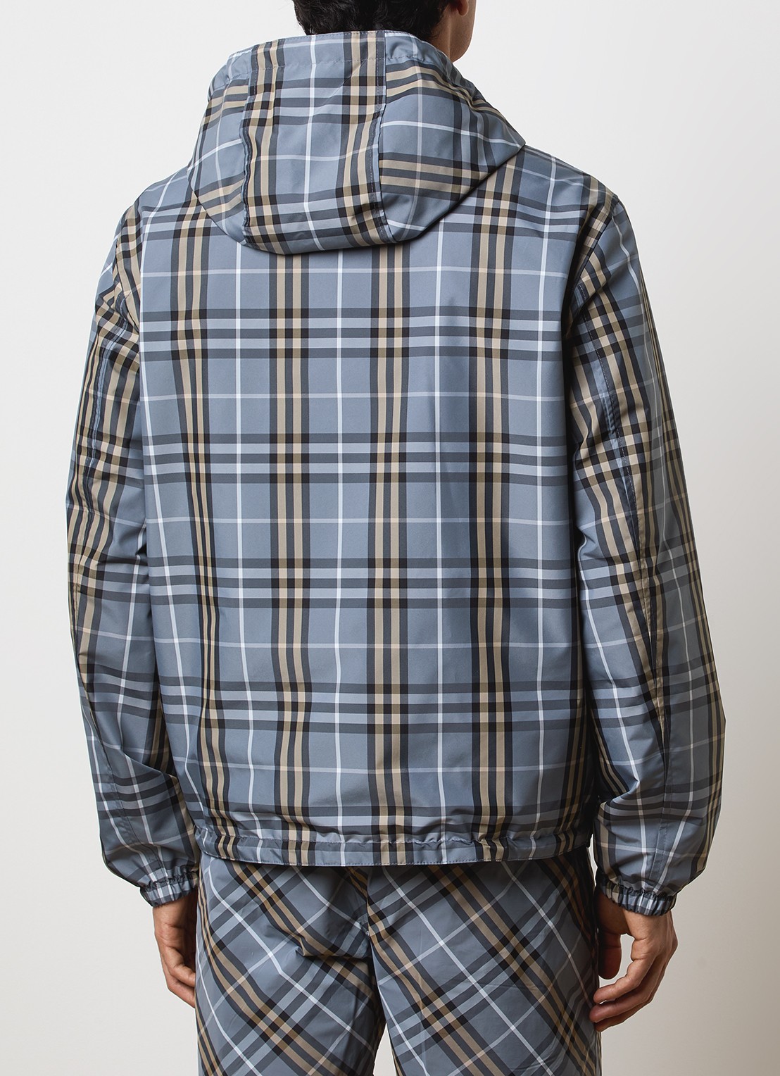 Burberry Newport reversible jack met ritszakken en capuchon - achterkant 7 staalblauw