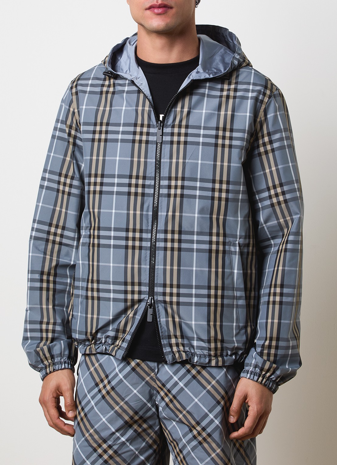 Burberry Newport reversible jack met ritszakken en capuchon - detail 4 staalblauw
