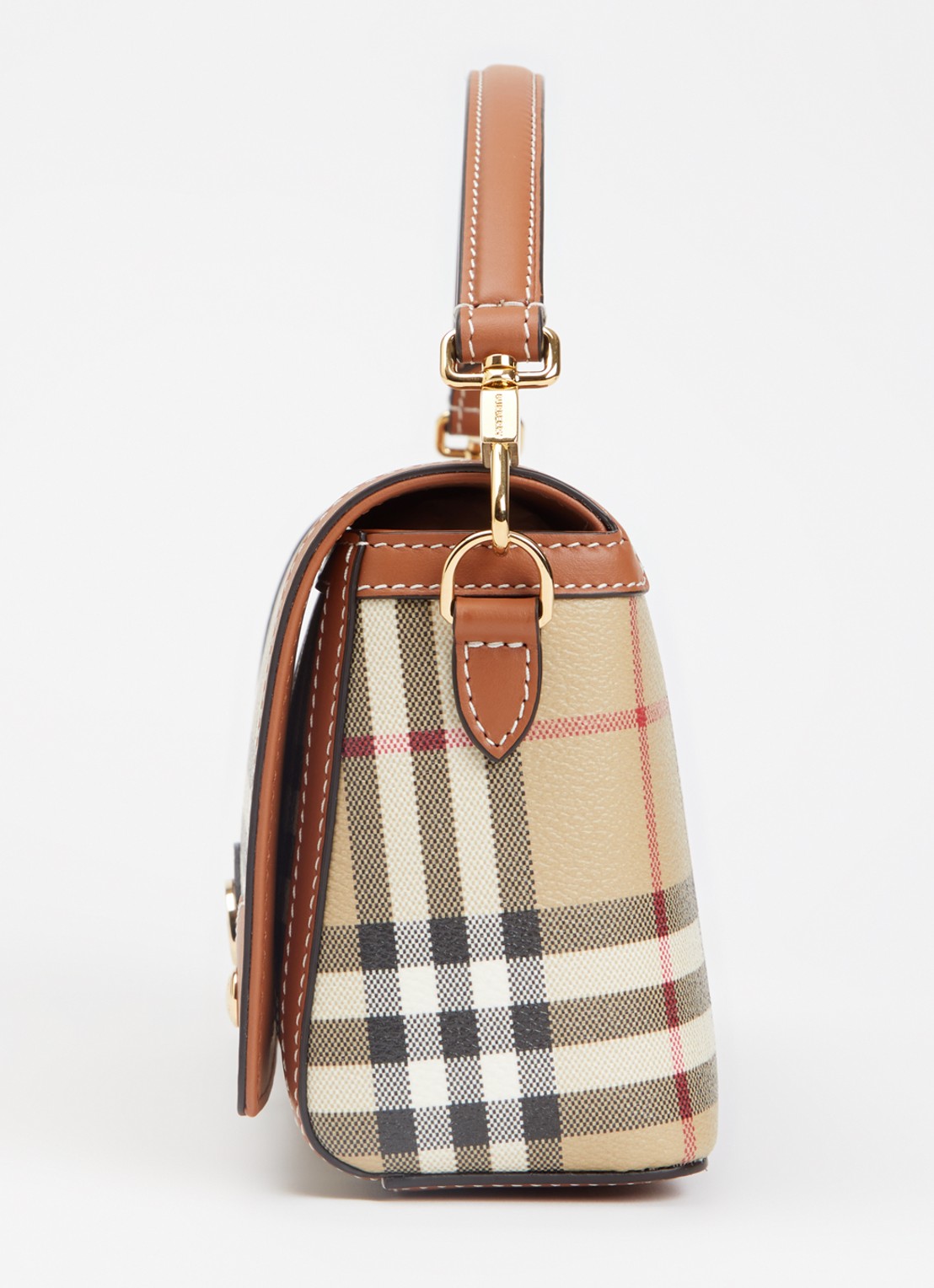 Burberry Note crossbodytas met ruitdessin en afneembare schouderriem - detail cognac