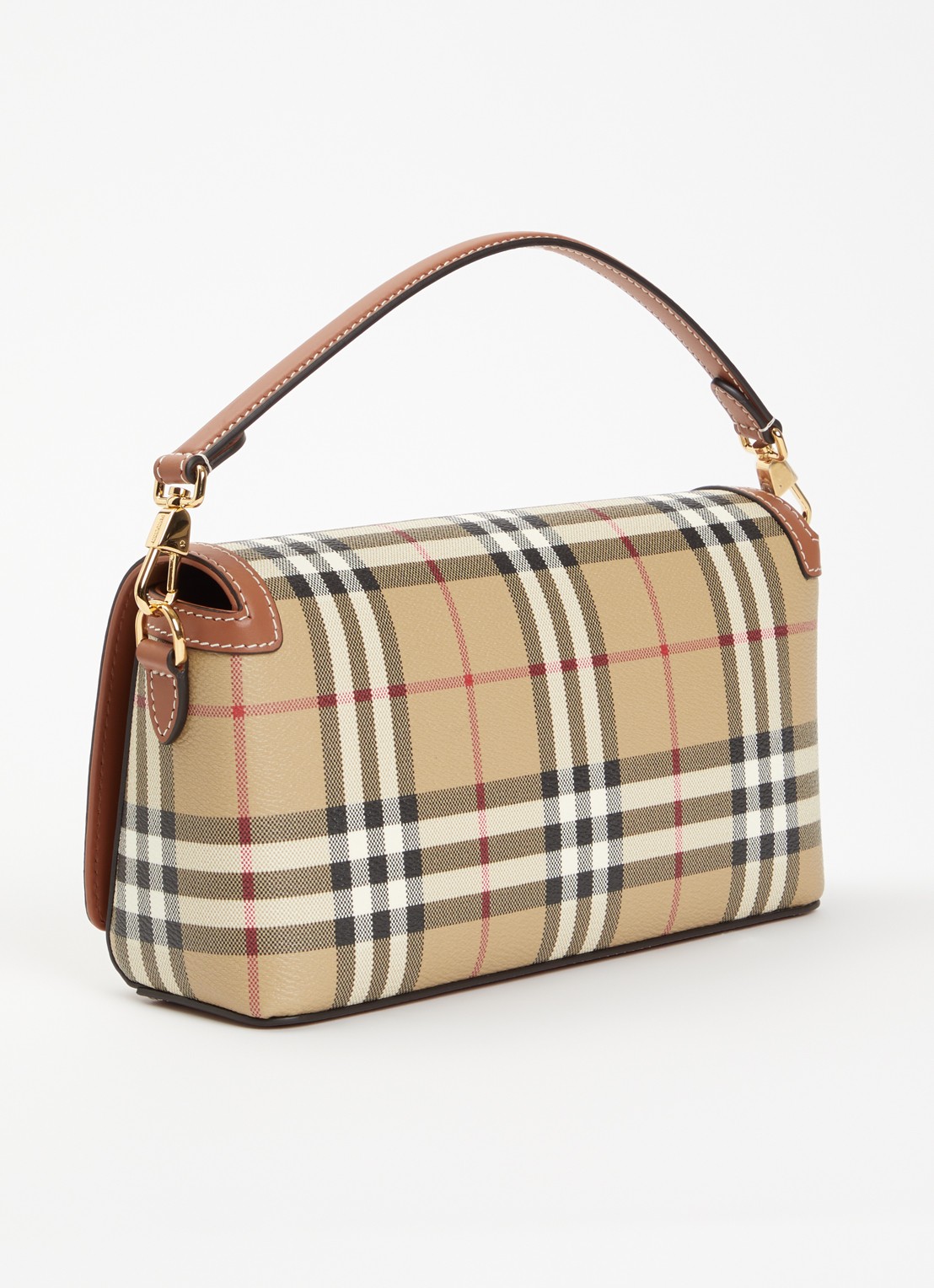 Burberry Note crossbodytas met ruitdessin en afneembare schouderriem - achterkant 6 beige