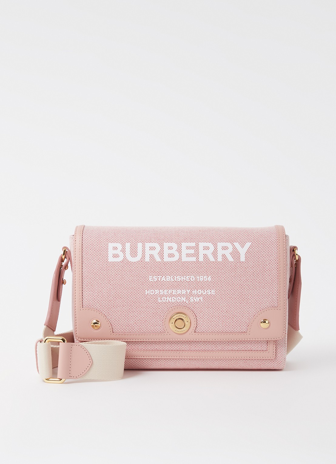 Burberry Note crossbodytas van kalfsleer - voorkant 5 lichtroze