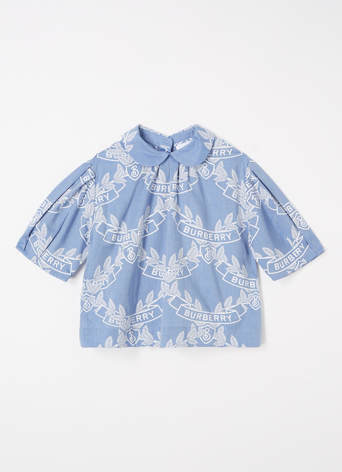 Burberry Oak Leaf blouse met logoprint - voorkant lichtblauw