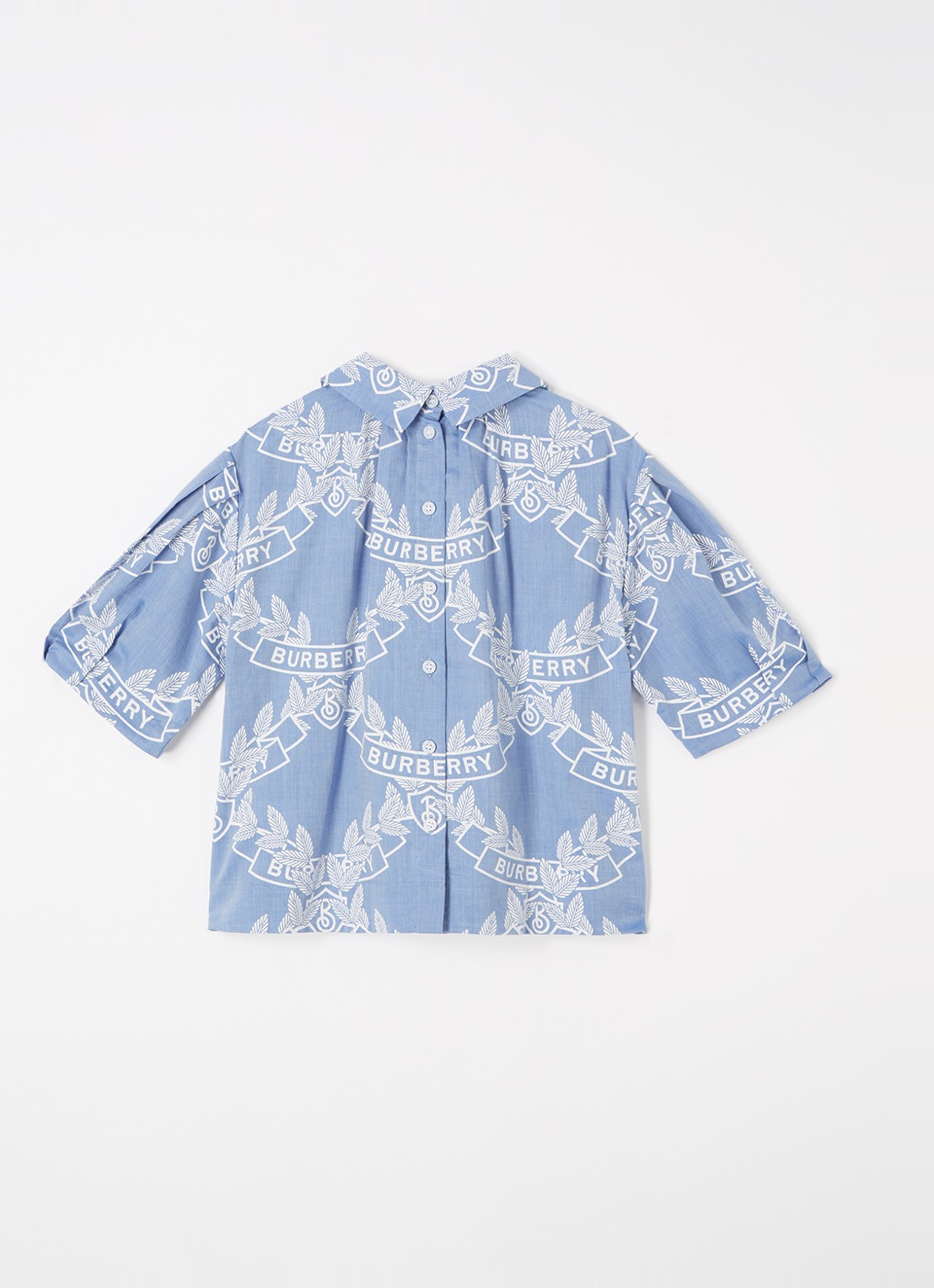 Burberry Oak Leaf blouse met logoprint - voorkant 2 lichtblauw
