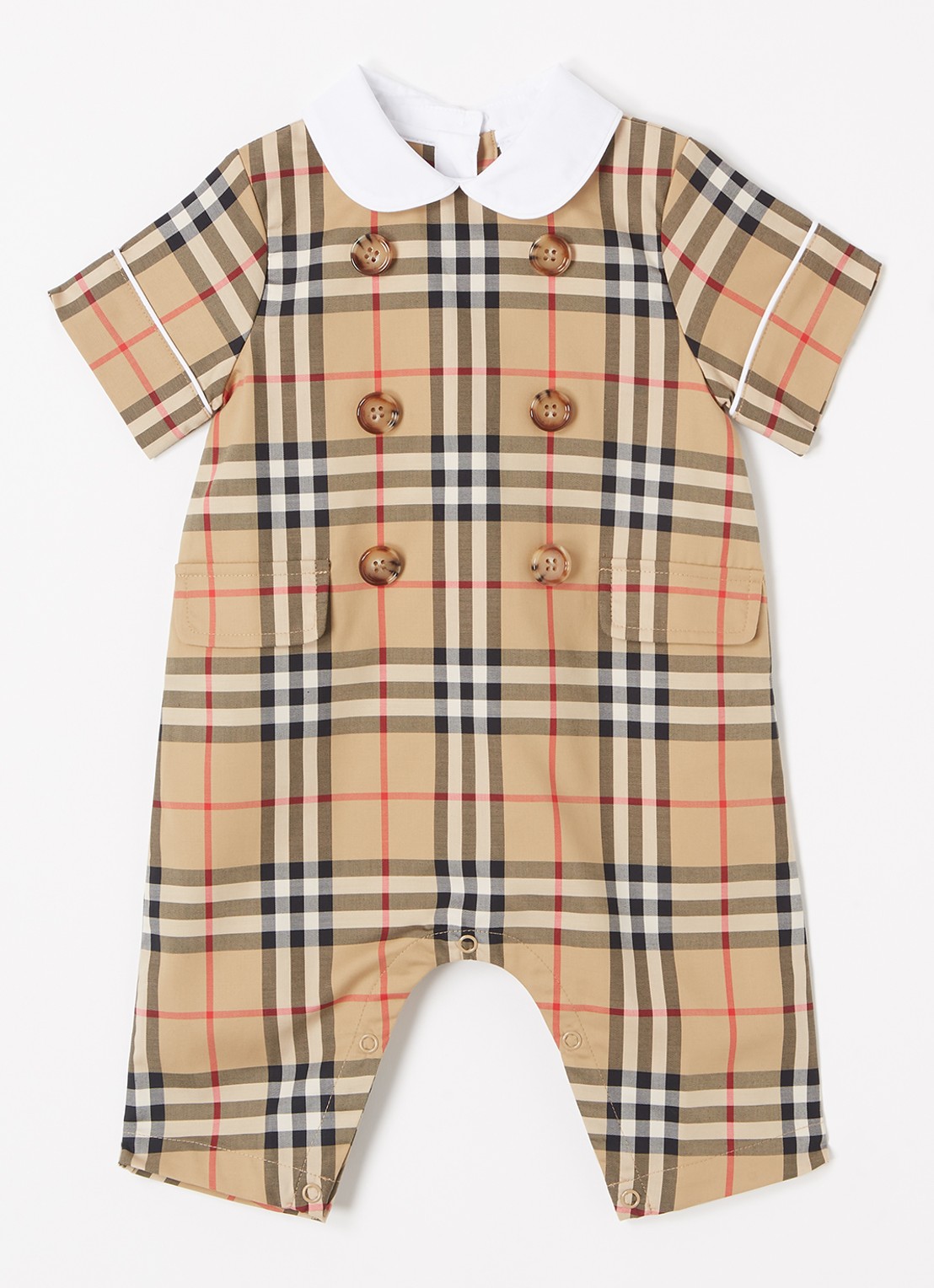 Burberry Octavian babypak met ruitdessin en sierknopen - voorkant beige