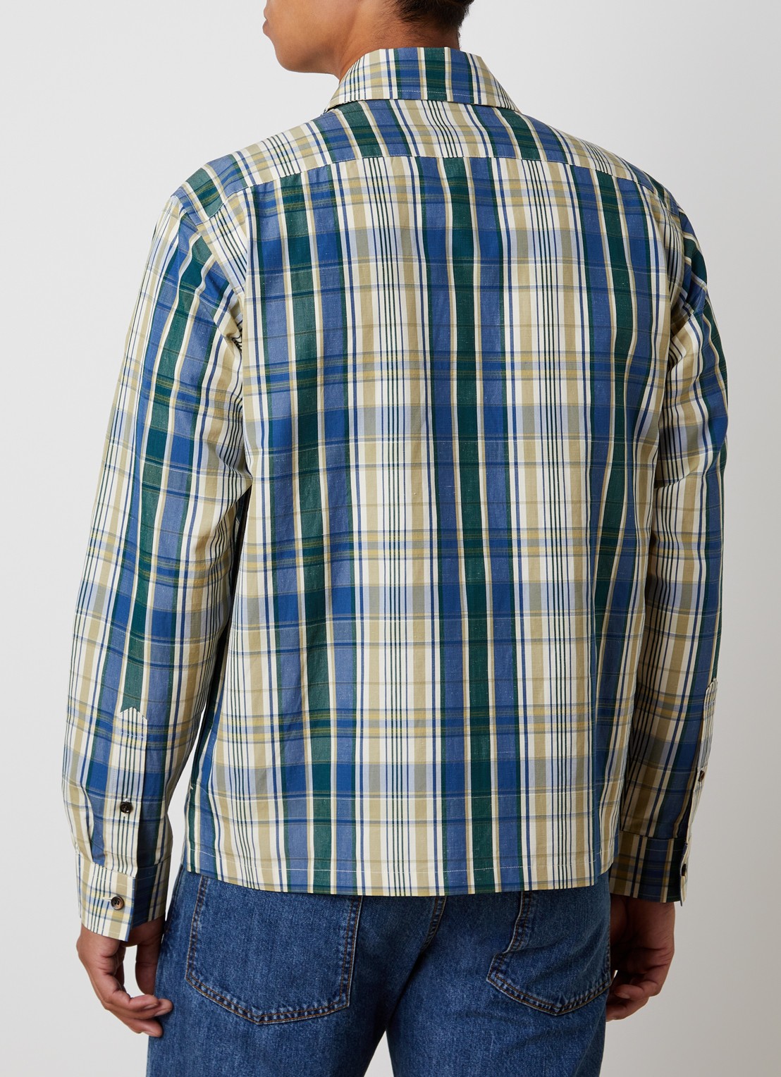Burberry Ollie regular fit overhemd in linnenblend met ruitdessin - achterkant 3 petrol