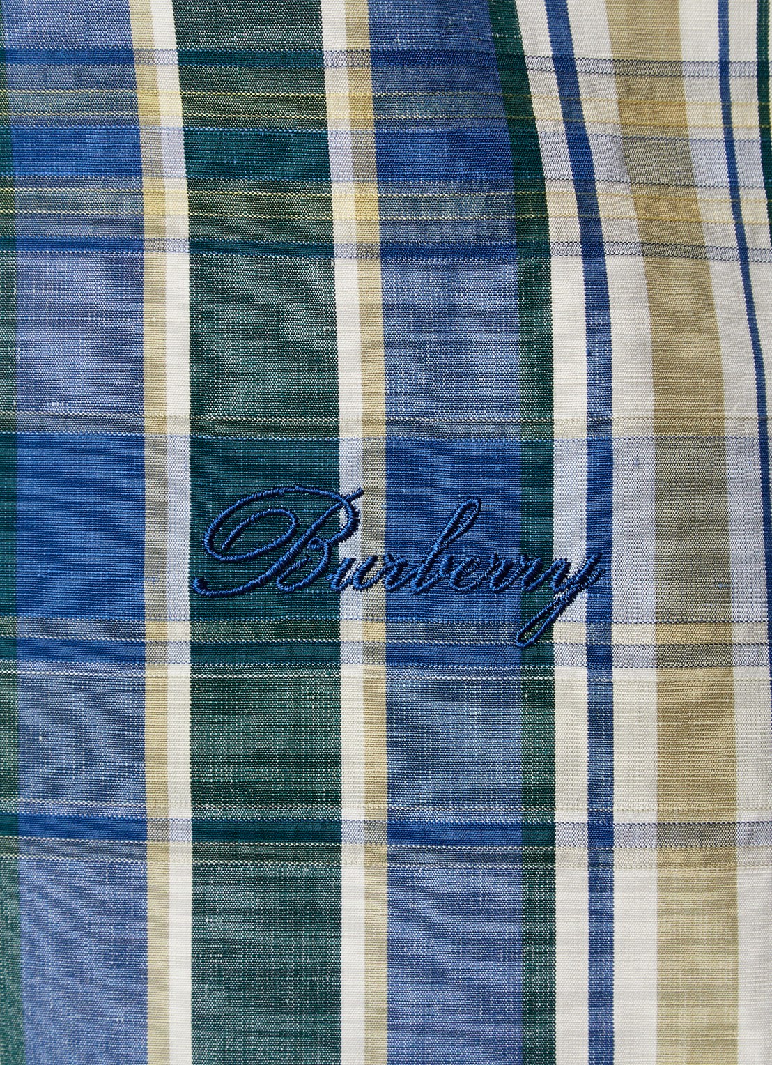 Burberry Ollie regular fit overhemd in linnenblend met ruitdessin - detail 2 petrol