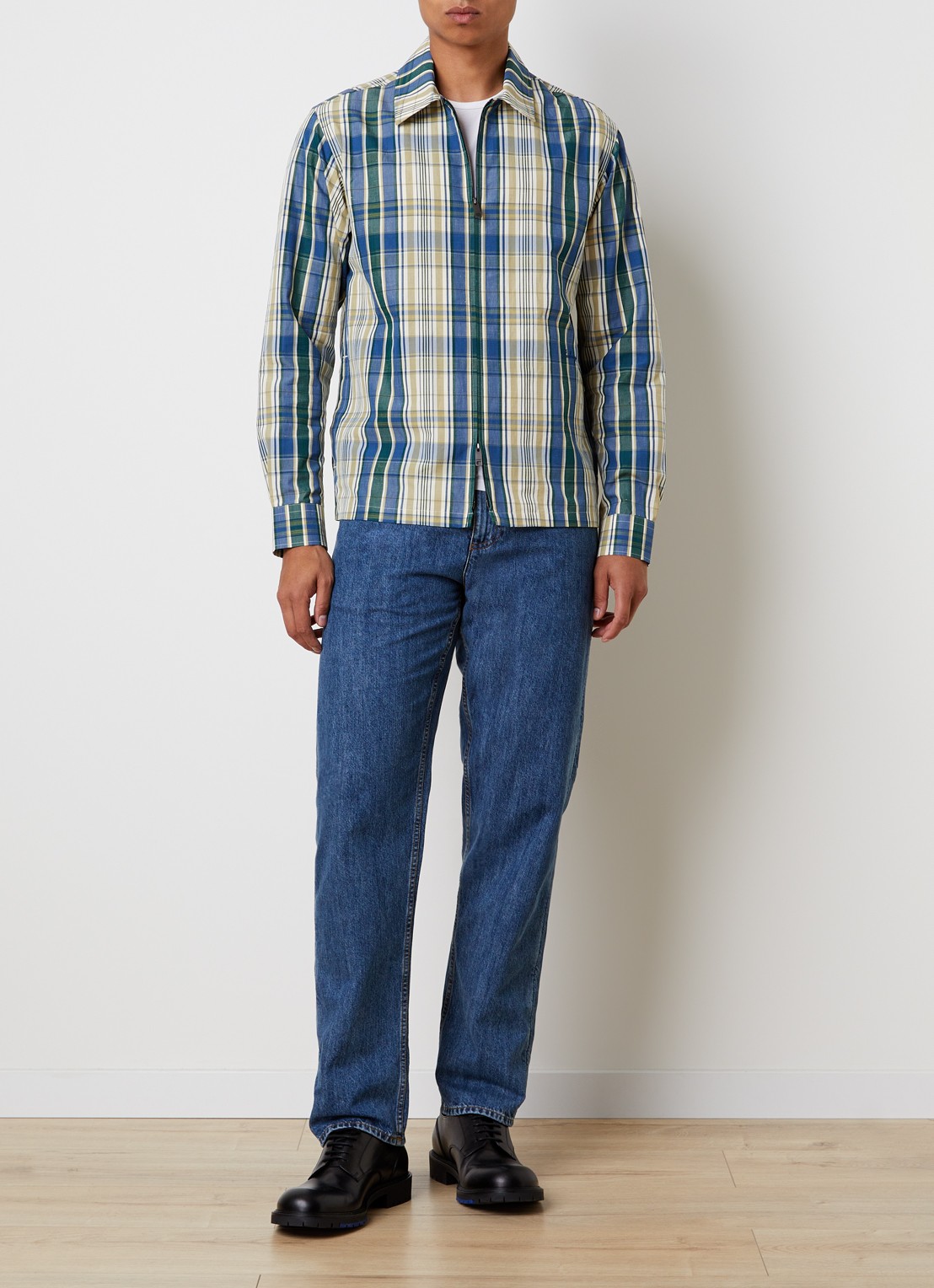 Burberry Ollie regular fit overhemd in linnenblend met ruitdessin - voorkant 5 petrol