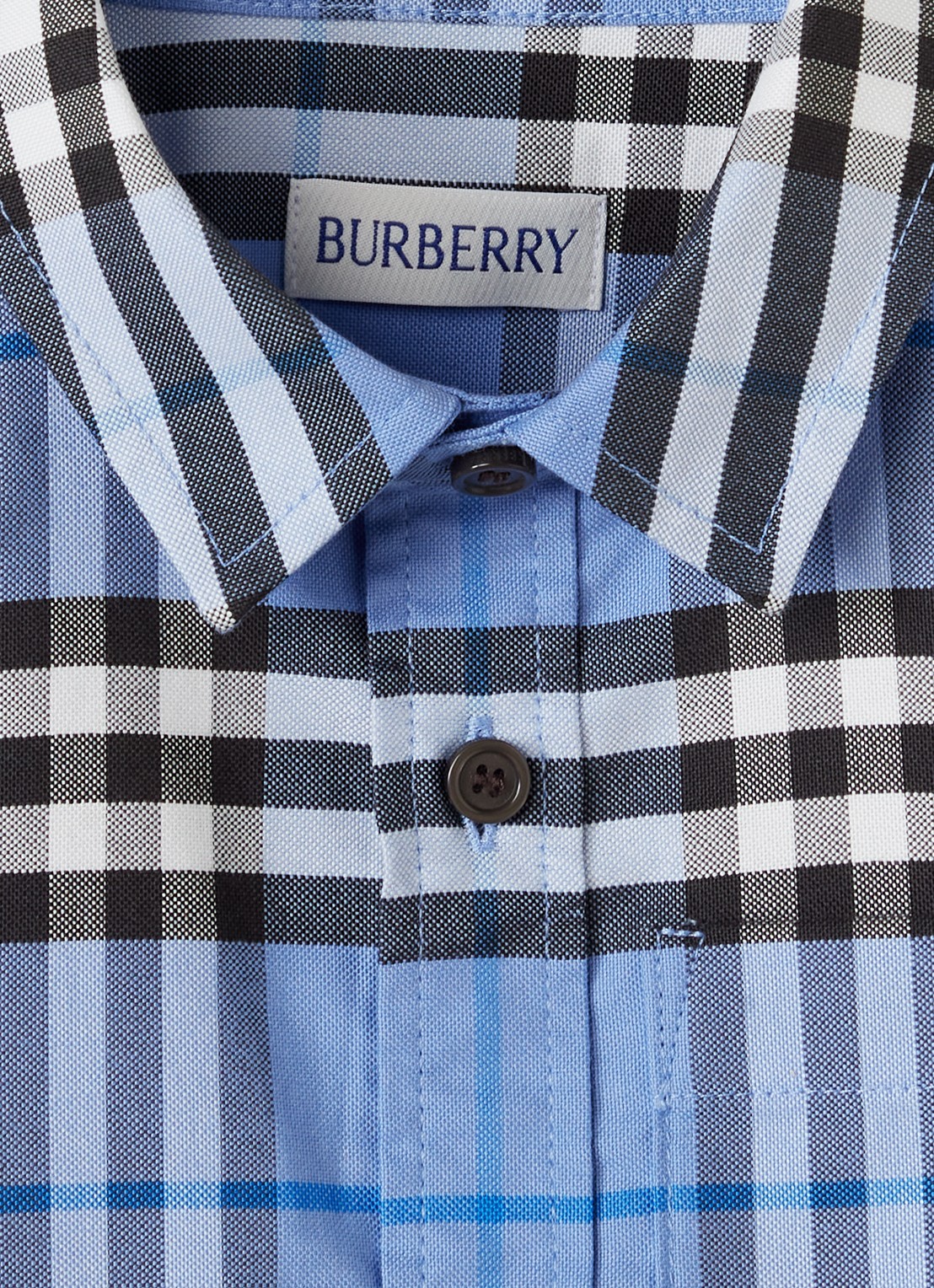 Burberry Owen overhemd met ruitdessin - detail blauwgrijs