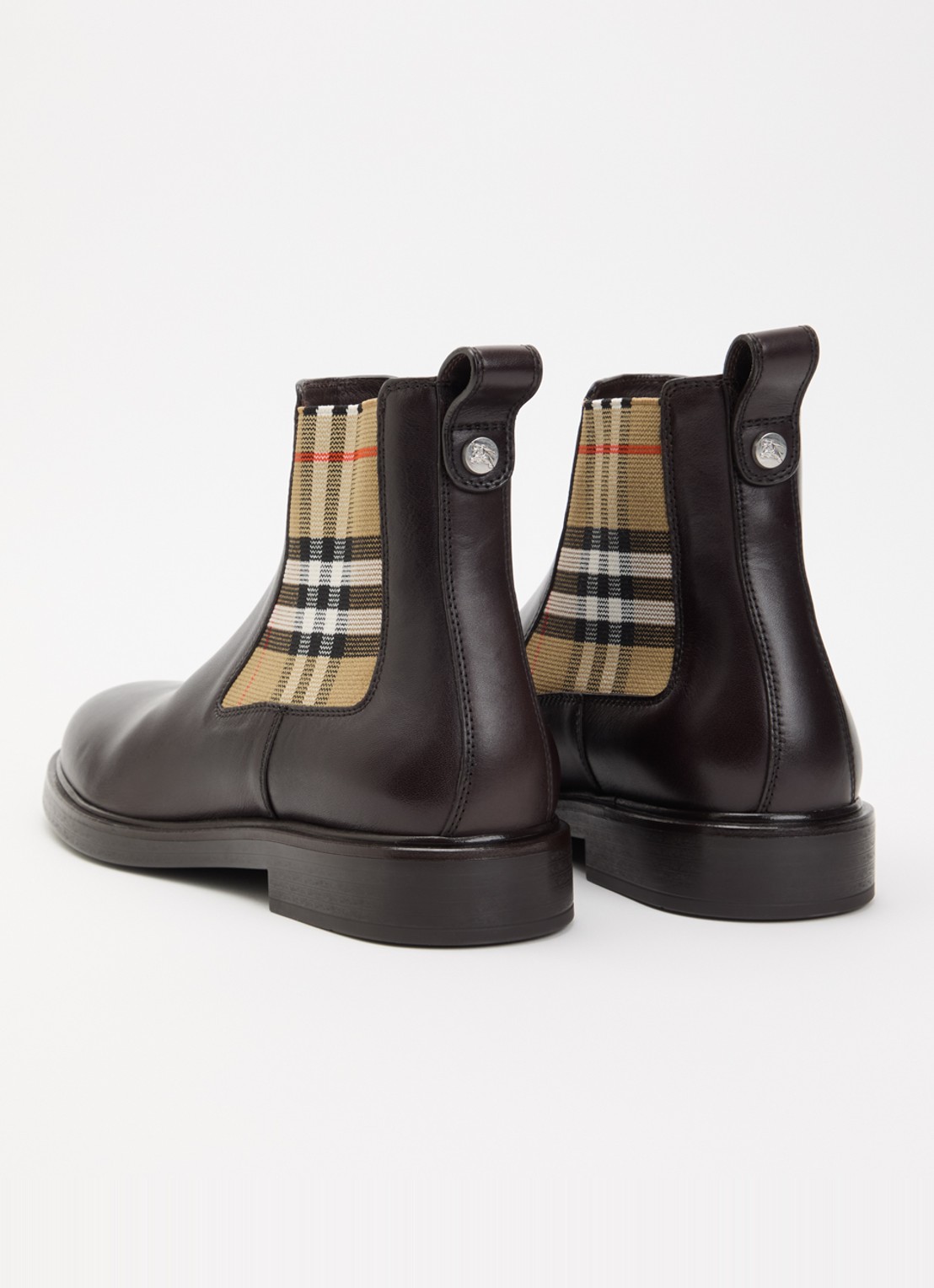 Burberry Pembroke Chelsea boot van kalfsleer met ruitdessin - achterkant 4 donkerbruin