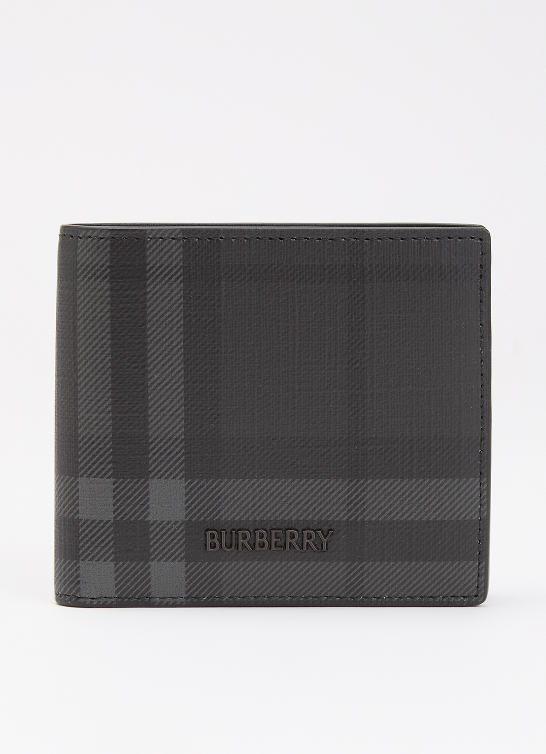 Burberry Portemonnee van imitatieleer met ruitdessin - voorkant 2 antraciet