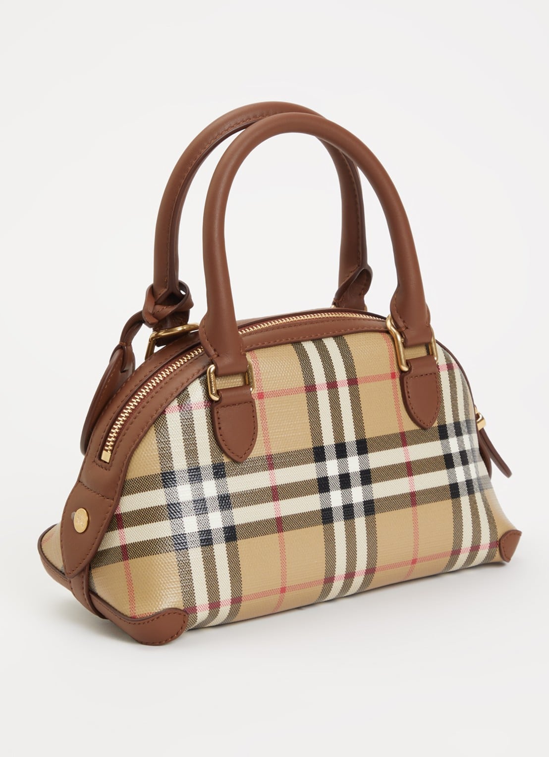 Burberry Primrose mini handtas met ruitdessin en details van kalfsleer - achterkant 5 bruin