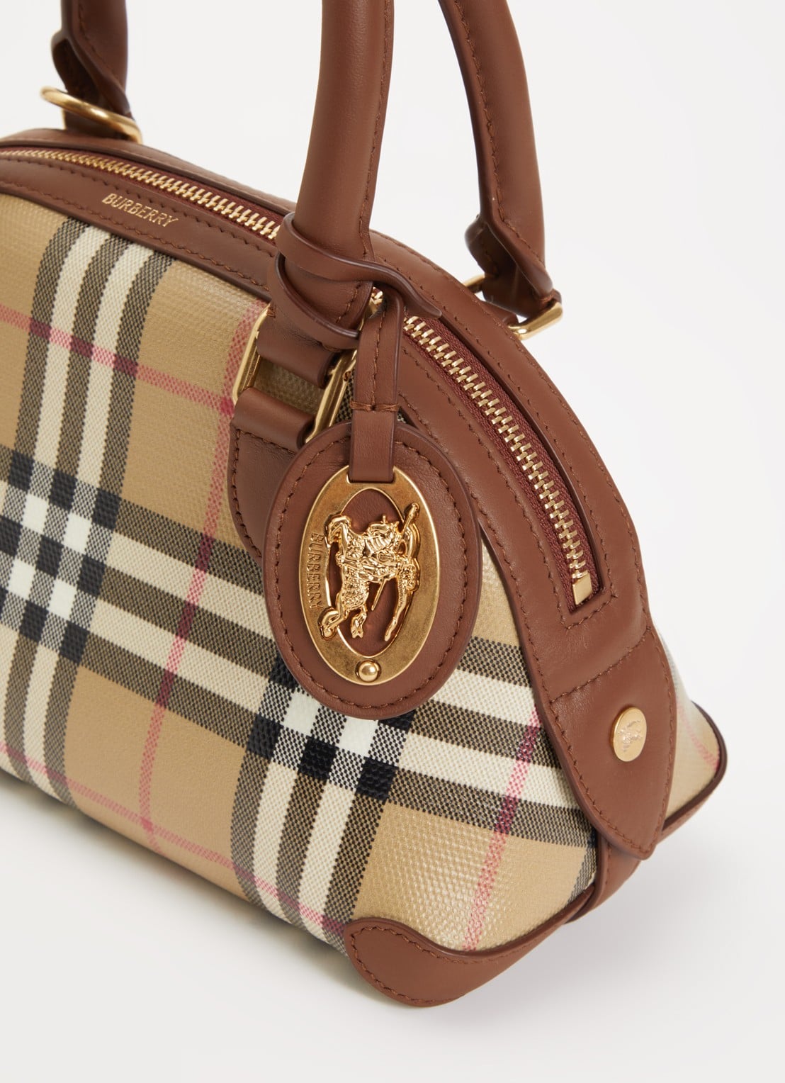 Burberry Primrose mini handtas met ruitdessin en details van kalfsleer - detail 3 bruin