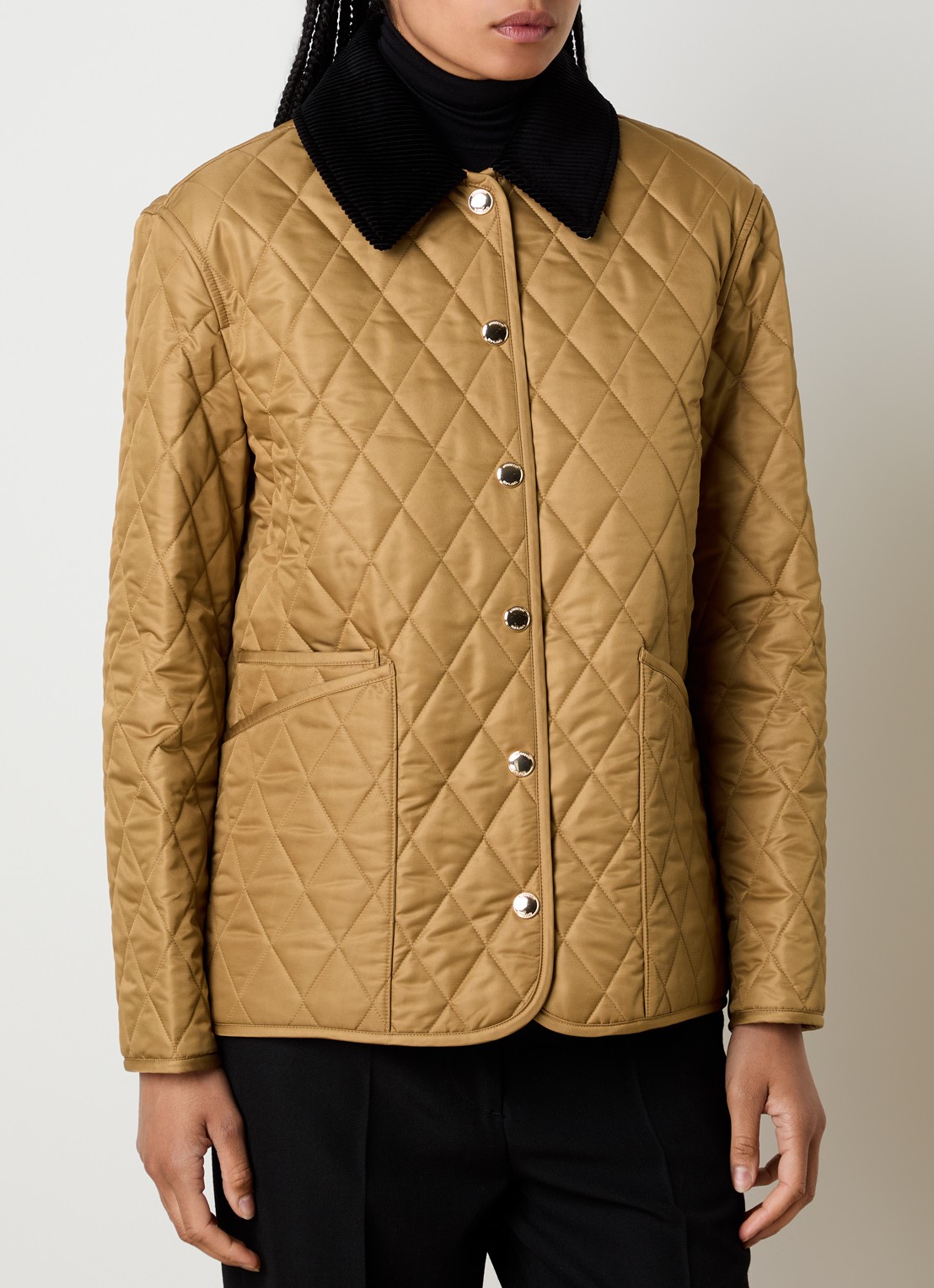 Burberry Quilted jack met opgestikte zakken - detail 4 camel