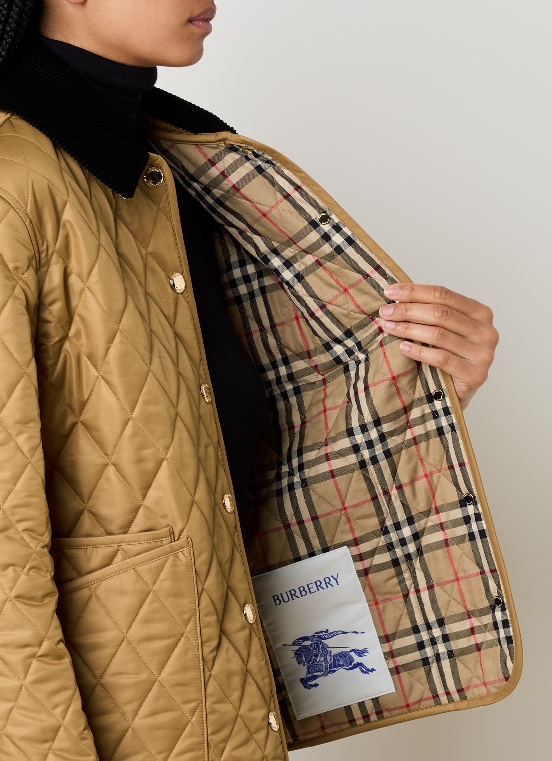 Burberry Quilted jack met opgestikte zakken - detail 5 camel