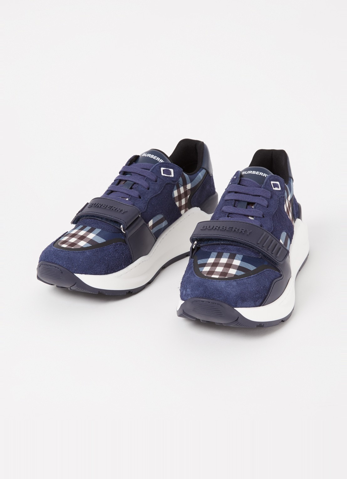 Burberry Ramsey sneaker met kalfsleren details  - detail 2 blauw