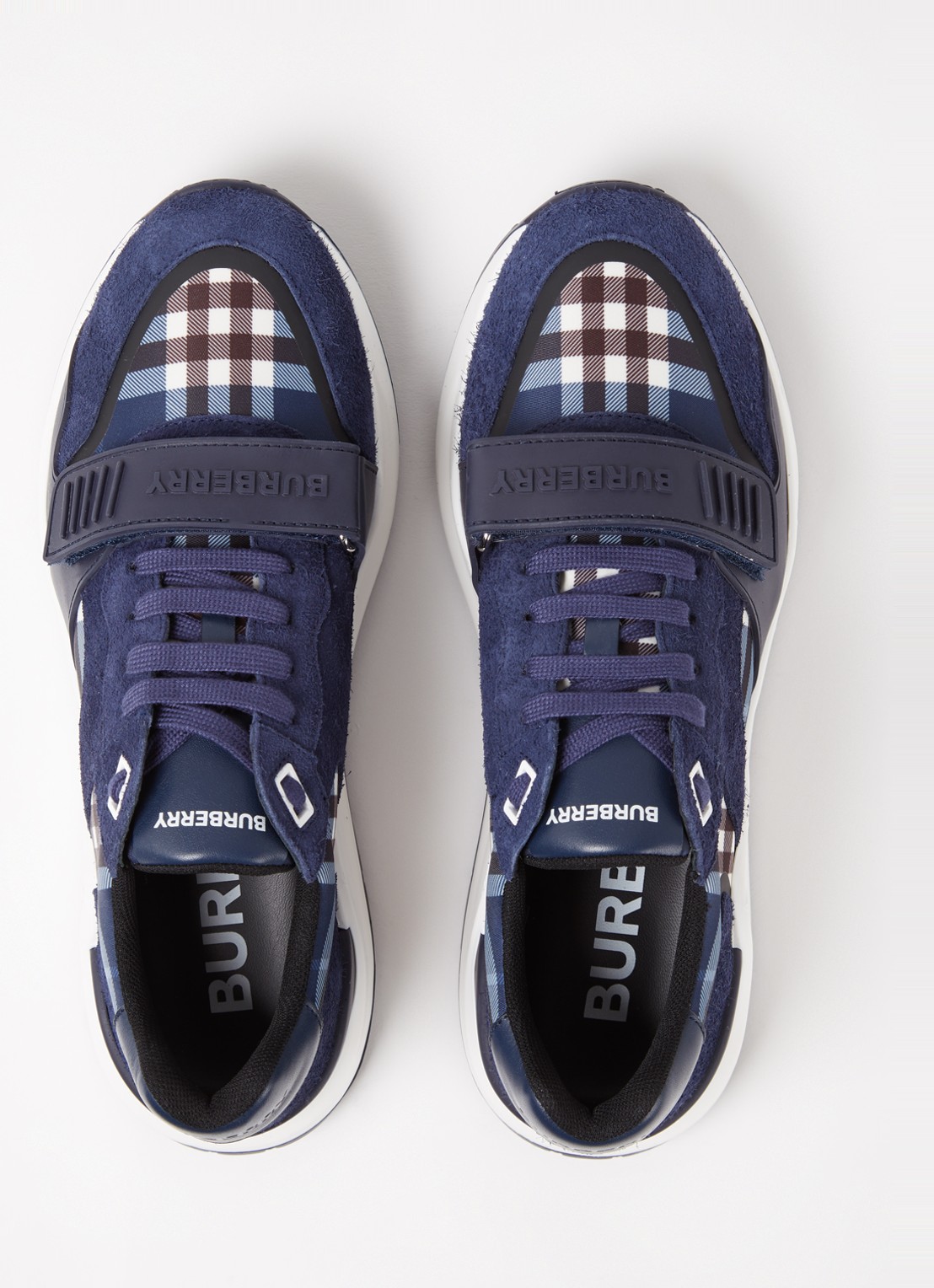 Burberry Ramsey sneaker met kalfsleren details  - detail 4 blauw