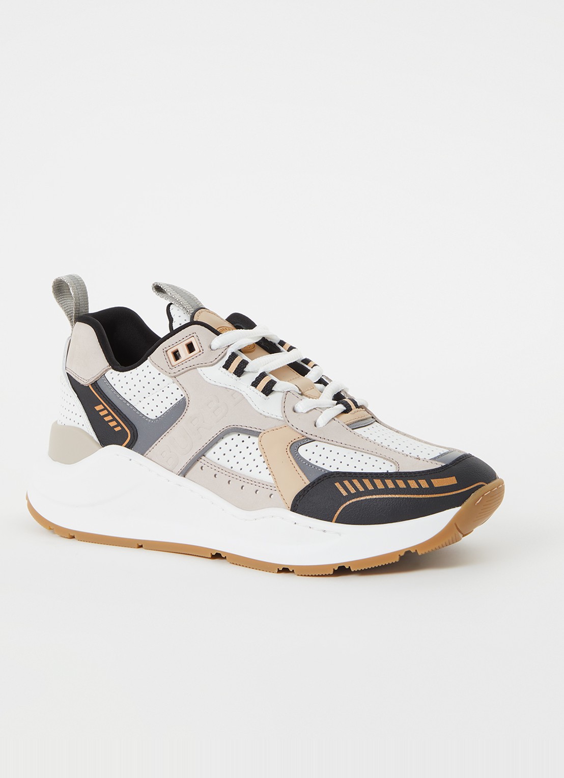 Burberry Ramsey sneaker met kalfsleren details - voorkant donkerbeige